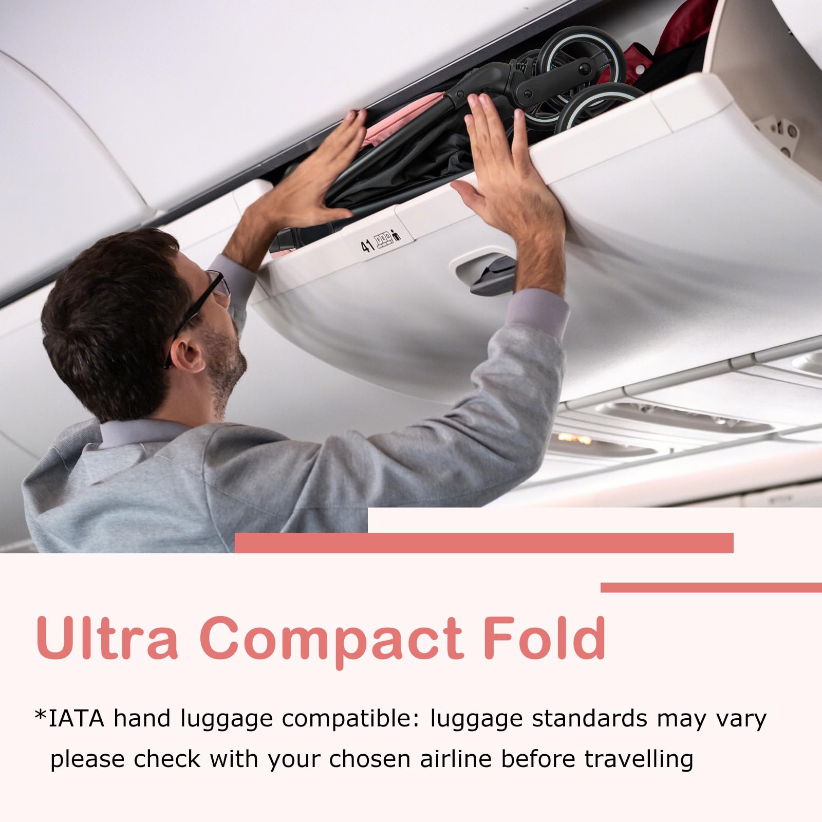 INFANS Lightweight Baby Stroller for Travel - Ultra Compact Fold, Airplane Approved, One-Hand Gravity Fold with Near Flat Recline | Perfect for Infants 0-36 Months | Ideal for Air Travel, Shopping, and Daily Walks