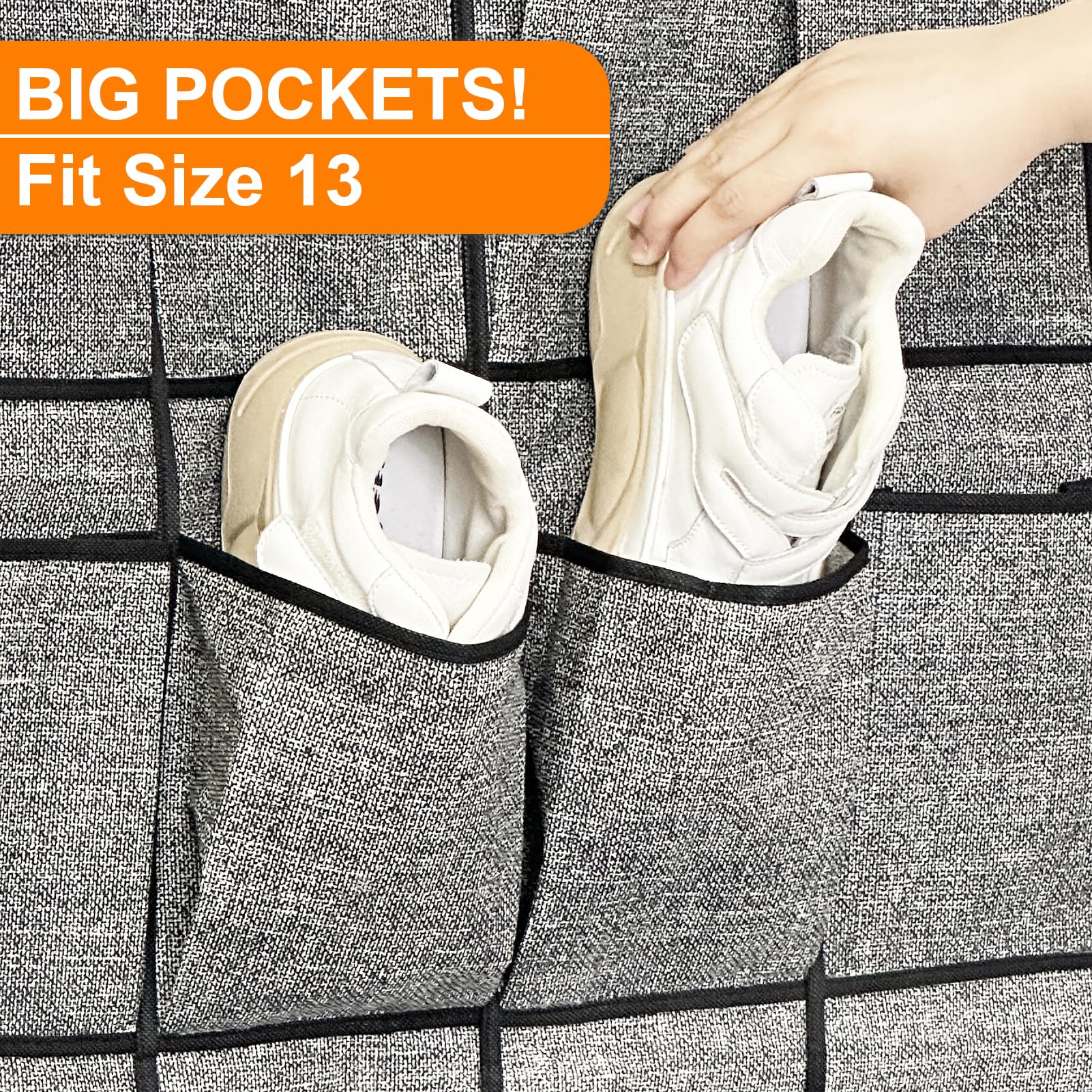 Homyfort Over the Door Shoe Organizer - 24 Large Pockets Hanging Shoe Rack for Closet Storage, Space Saving Solution for Men, Women & Kids Shoes (Black) | Perfect for Cruise, Dorm, Apartment & Small Space Organization
