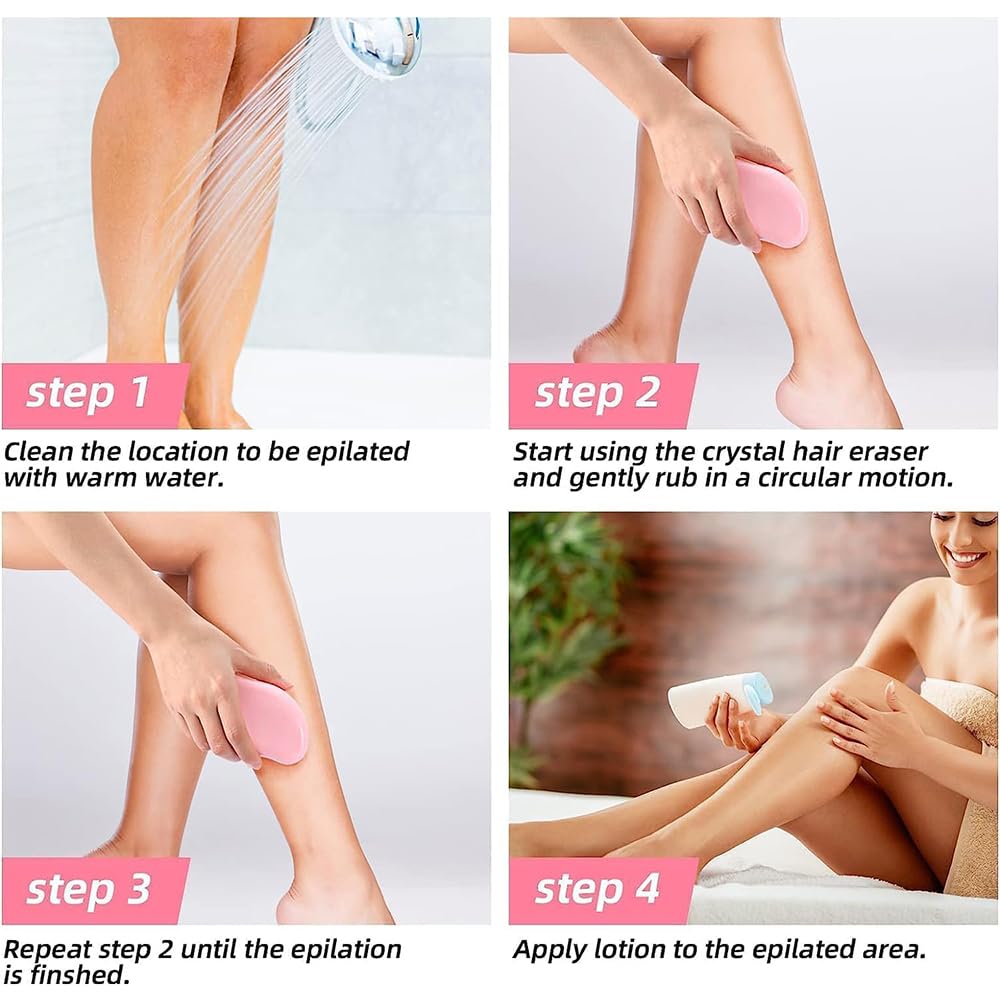Fapiwen Crystal Hair Remover for Women & Men - Painless Hair Removal Device for Arms, Legs & Back | Magic Exfoliating Epilator Tool | Perfect for Smooth Skin at Home, Travel & Salon Use (Pink)