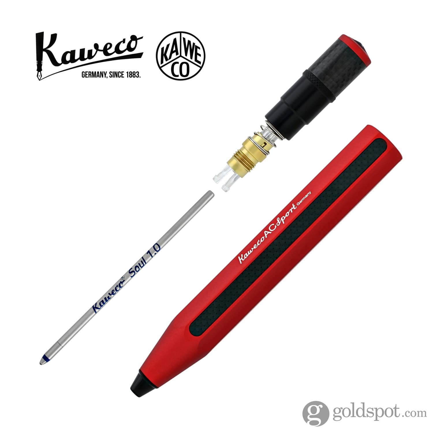 Kaweco AC Sport Carbon Red Ballpoint Pen - Premium Writing Instrument for Professionals, Students & Everyday Use
