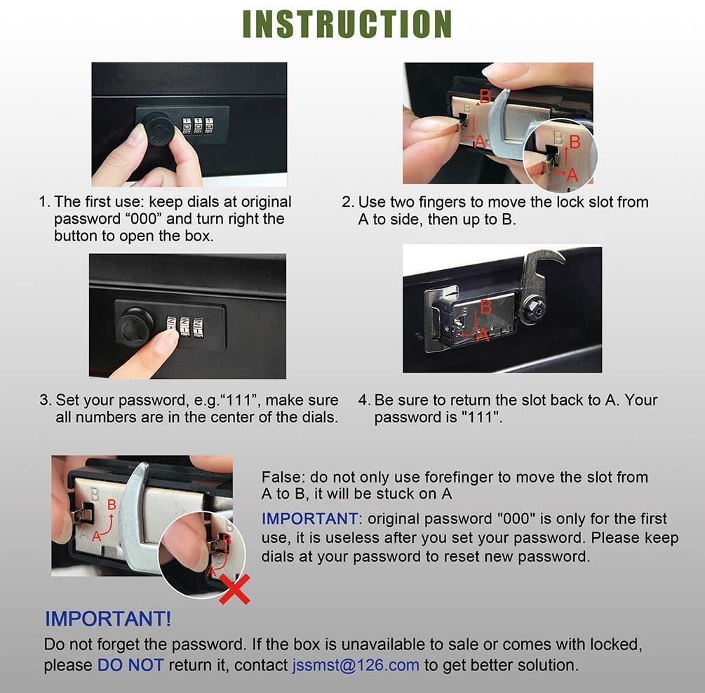 Jssmst Large Cash Box with Money Tray & Combination Lock - 11.8