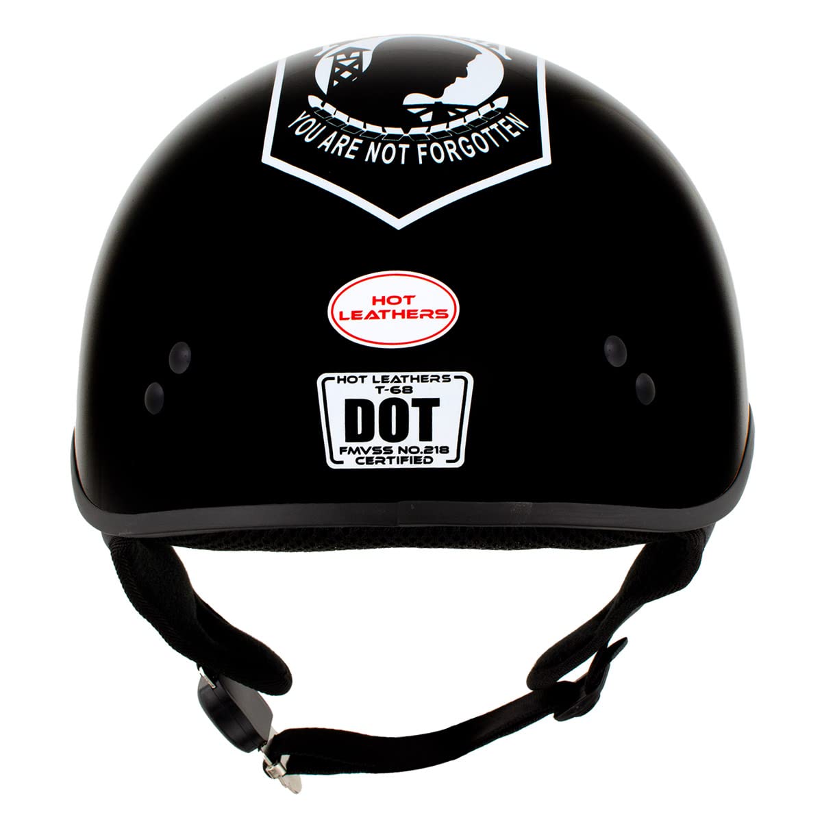 Milwaukee Leather HLD1004 POW Gloss Black DOT Approved Motorcycle Half Helmet - Small | Skull Cap Design for Bikers & Cruiser Riders | Perfect for Urban Commuting & Short Rides