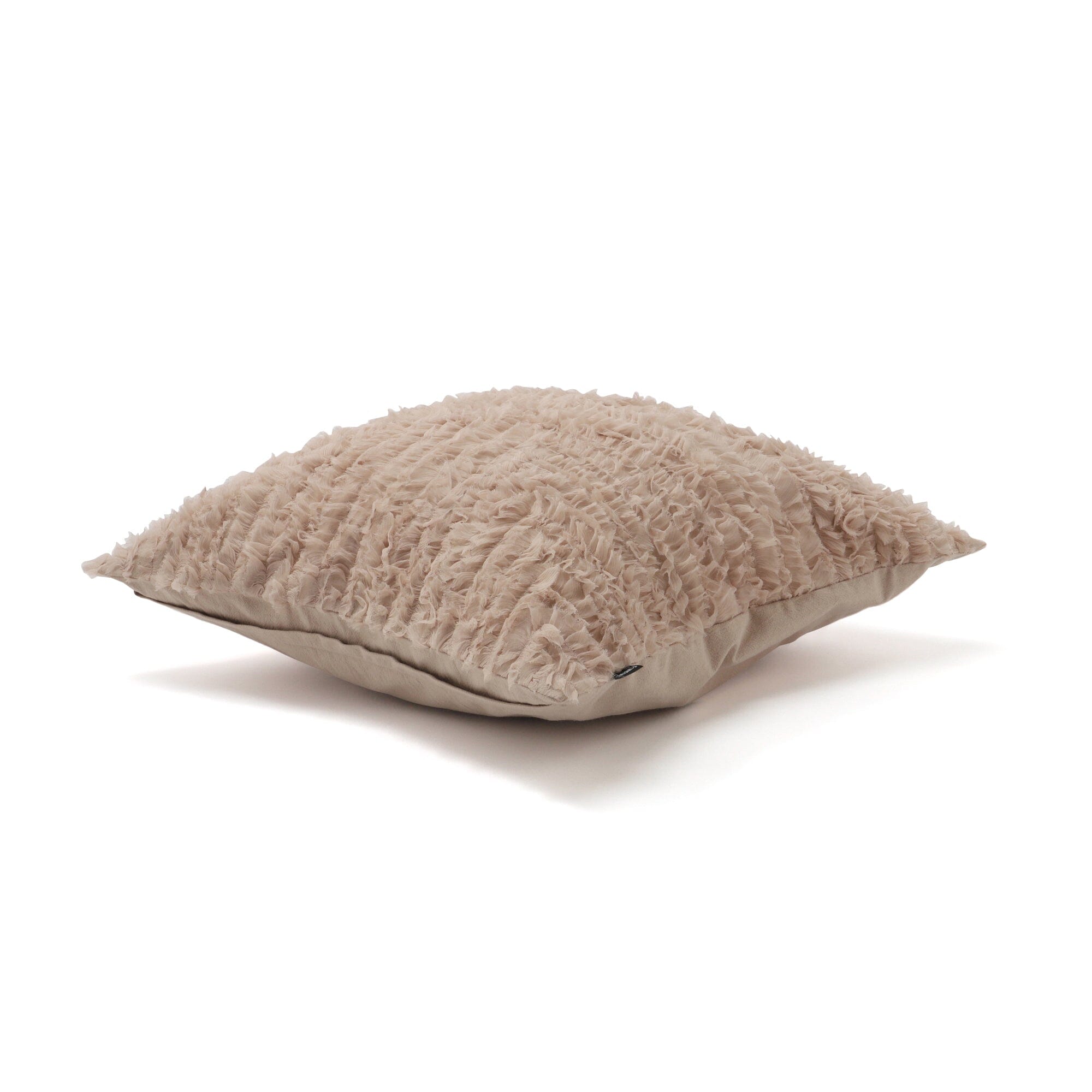 Gather Frill Cushion Cover 18x18 Inches Beige - Soft Decorative Pillow Case for Sofa, Bedroom, and Living Room