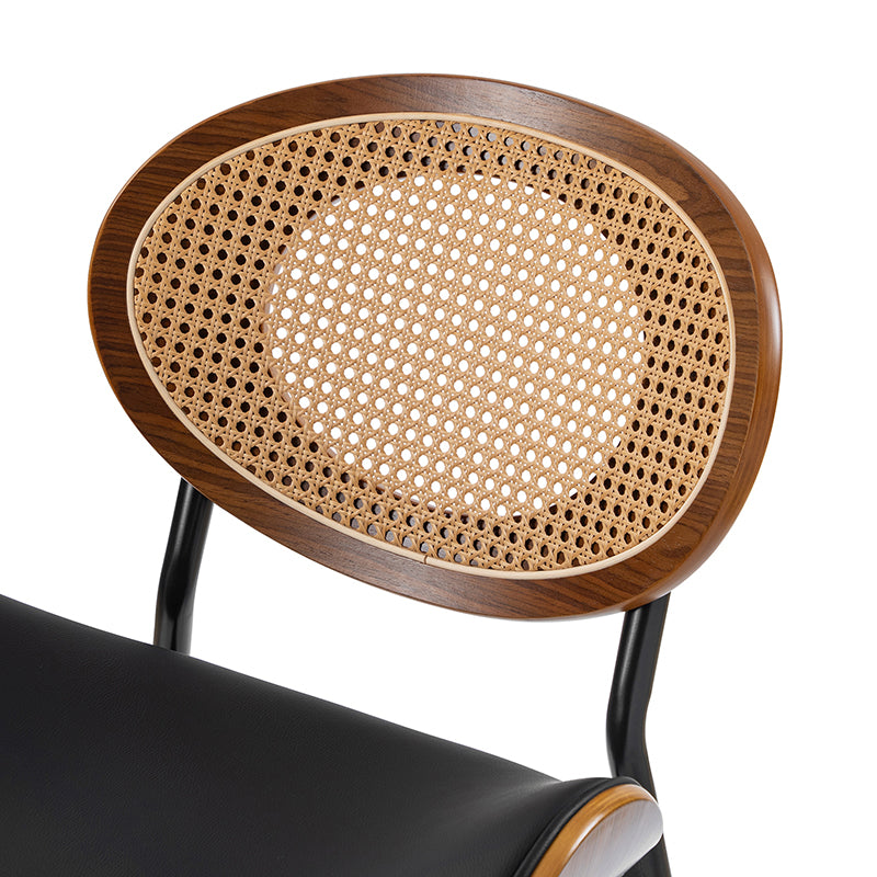 Flora Curved Wood Backrest Faux Leather Upholstered Dining Chair Cushion - Ergonomic Support for Kitchen, Restaurant & Office - Comfortable Seat Pad with Wooden Frame (Multiple Styles Available)