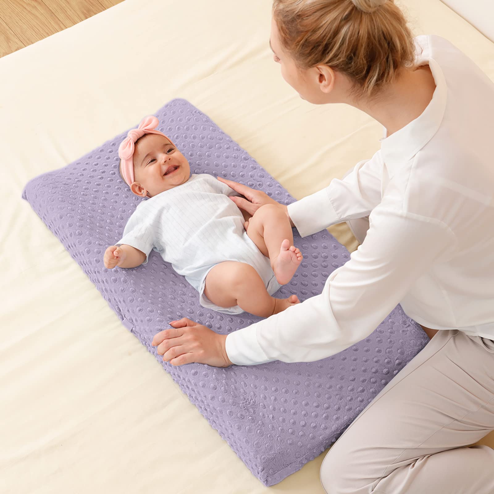 Soft Minky Dot Baby Changing Pad Cover - Ultra Comfortable & Safe for Newborns, Girls & Boys - Fits 32