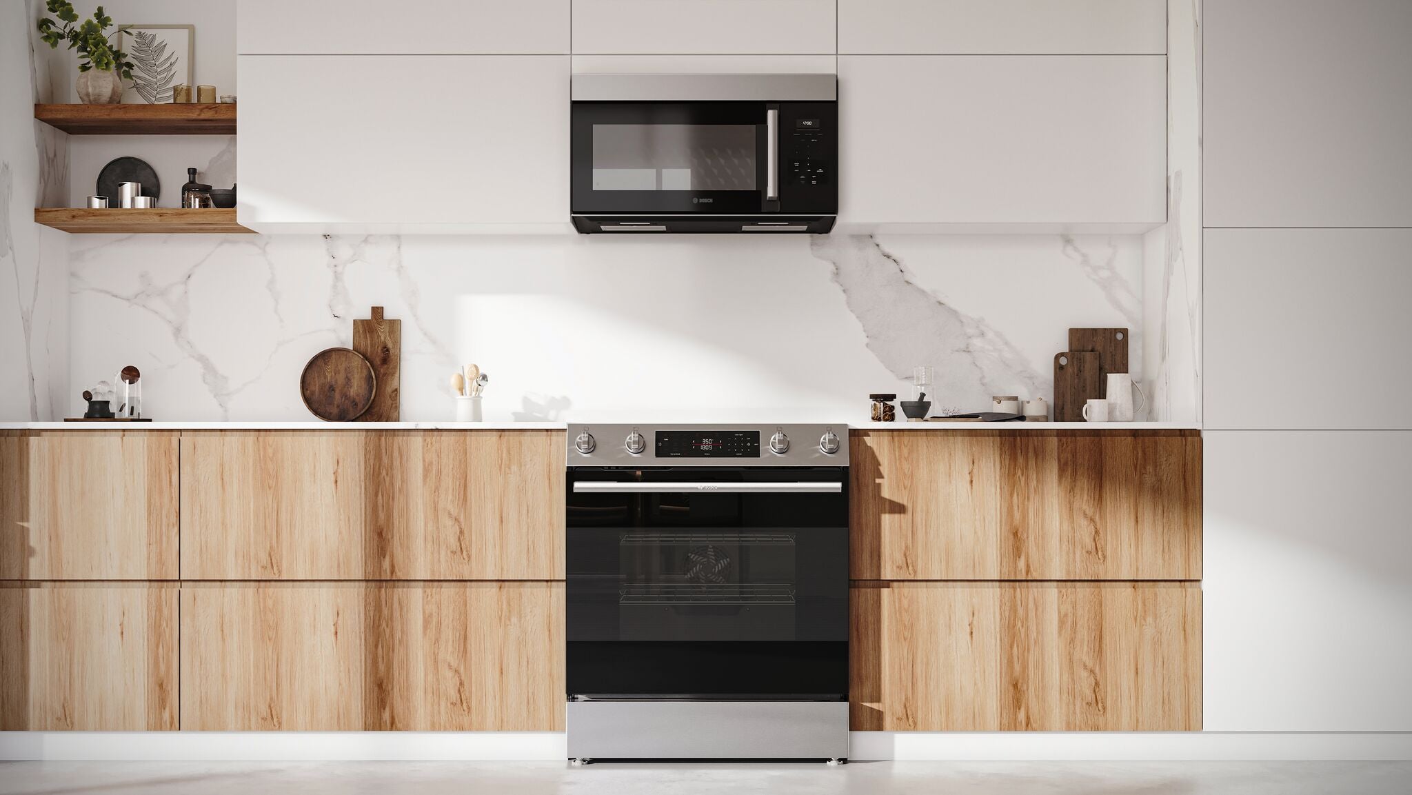 Bosch HEF1050MC 30-Inch Slide-In Electric Range - 5.8 Cu. Ft Stainless Steel Oven with 4 Sealed Burners - Perfect for Modern Kitchens & Home Cooking
