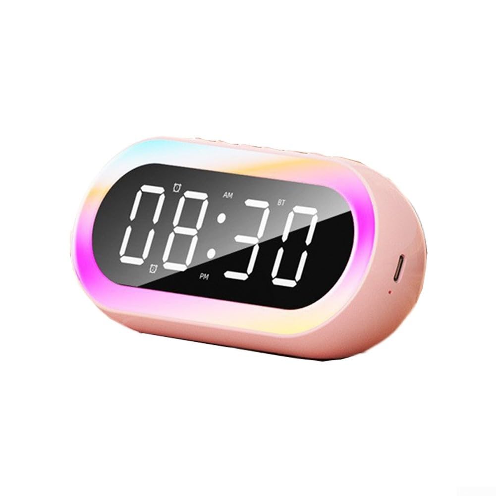 RGB Breathing Night Light Alarm Clock with Dual Alarms & USB Charging Port - Perfect for Bedroom, Home Office, and Travel (Black)