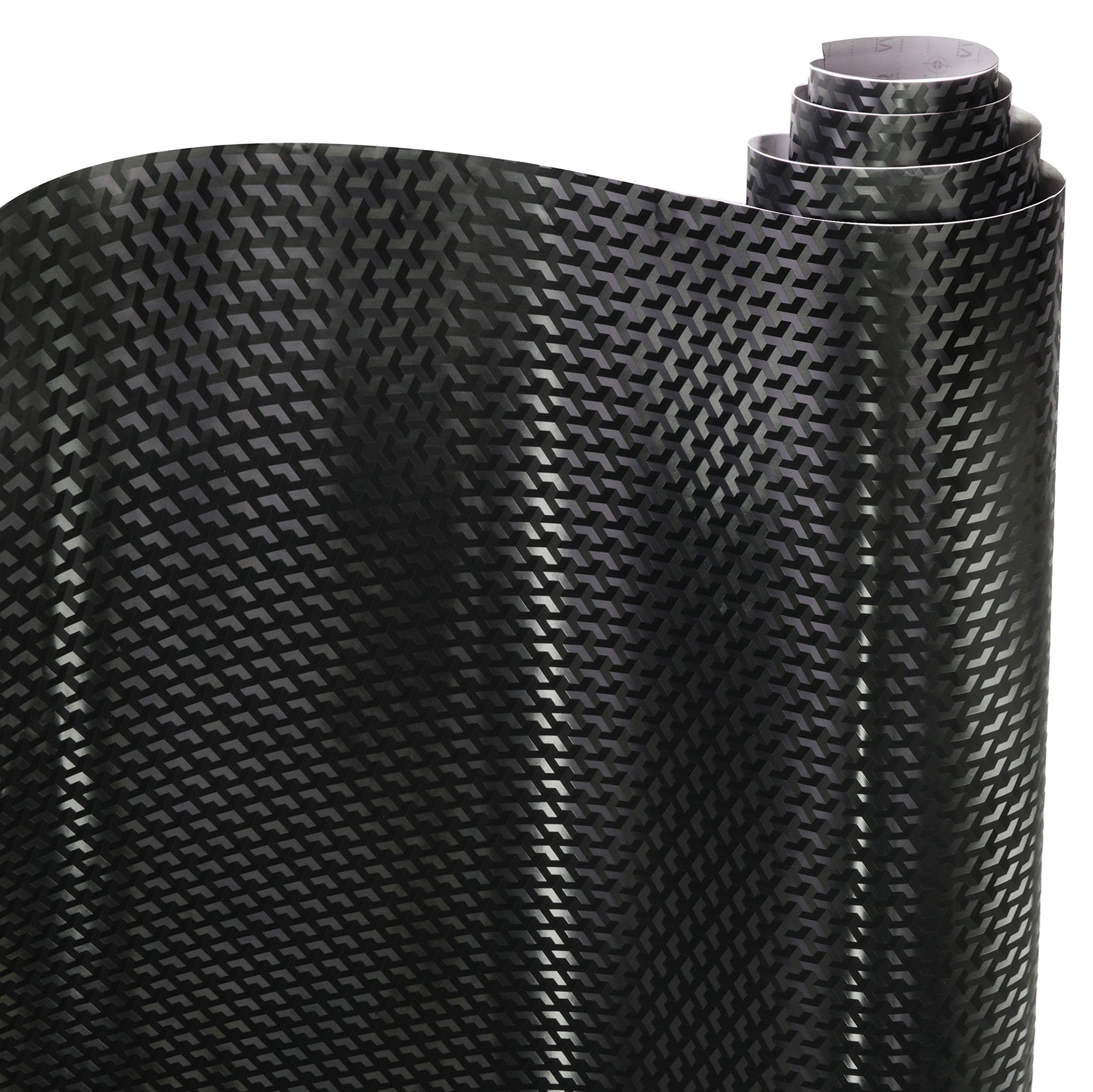 Premium VViViD Black Carbon Fiber Vinyl Wrap Roll - 15ft x 5ft (Triangle Pattern) - High Gloss Automotive & DIY Wrap for Cars, Motorcycles, Laptops & Home Decor