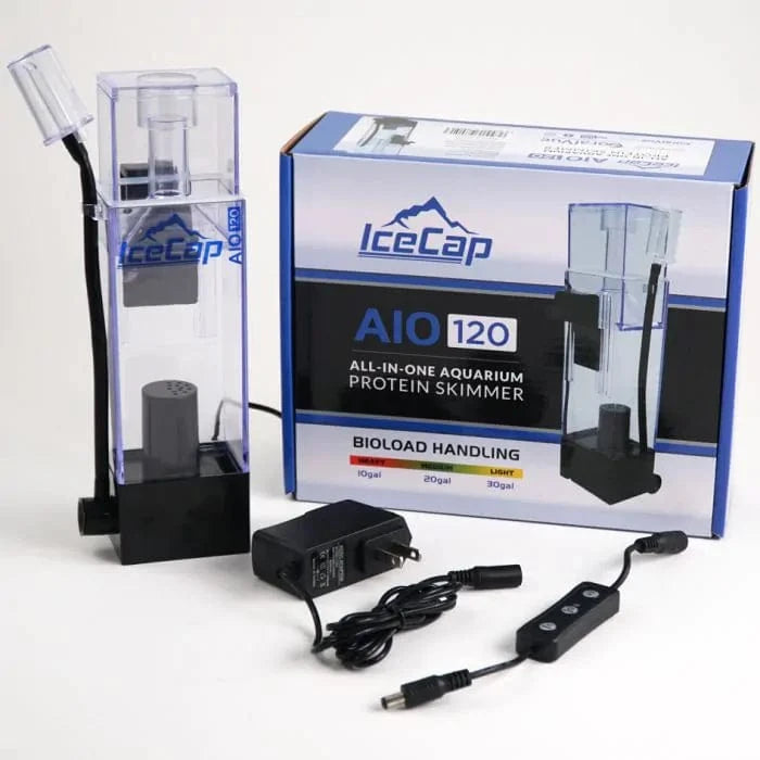 120 All-in-One Aquarium Protein Skimmer - Ice Cap - Efficient Saltwater Filtration for Reef Tanks & Marine Aquariums - Removes Organic Waste & Improves Water Clarity