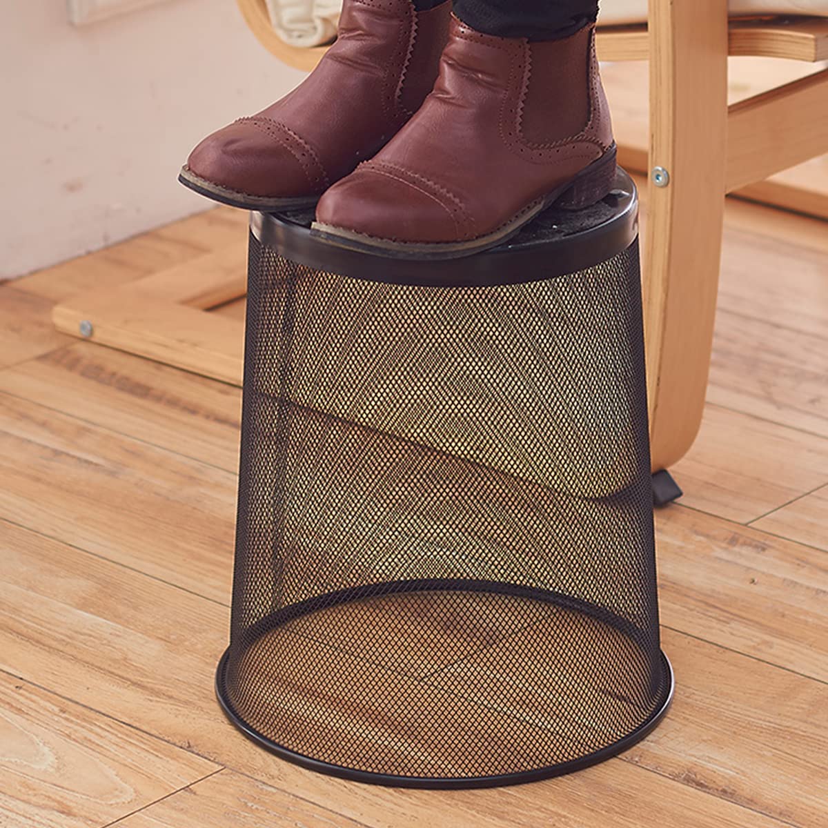 10-Pack 6 Gallon Black Mesh Trash Cans - Open Metal Wire Waste Baskets for Office, Home & School - Ideal for Desk-Side Recycling & Garbage Disposal - Durable Waste Containers for Paper, Plastic & General Trash