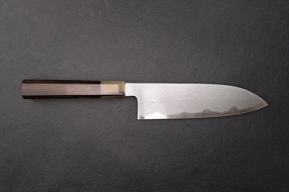 Premium 180mm Damascus Santoku Knife by Satoshi Nakagawa & Naohito Myojin - Japanese Aoichi Series - Professional Chef's Knife for Slicing, Dicing & Mincing - Perfect for Home Kitchens & Culinary Enthusiasts