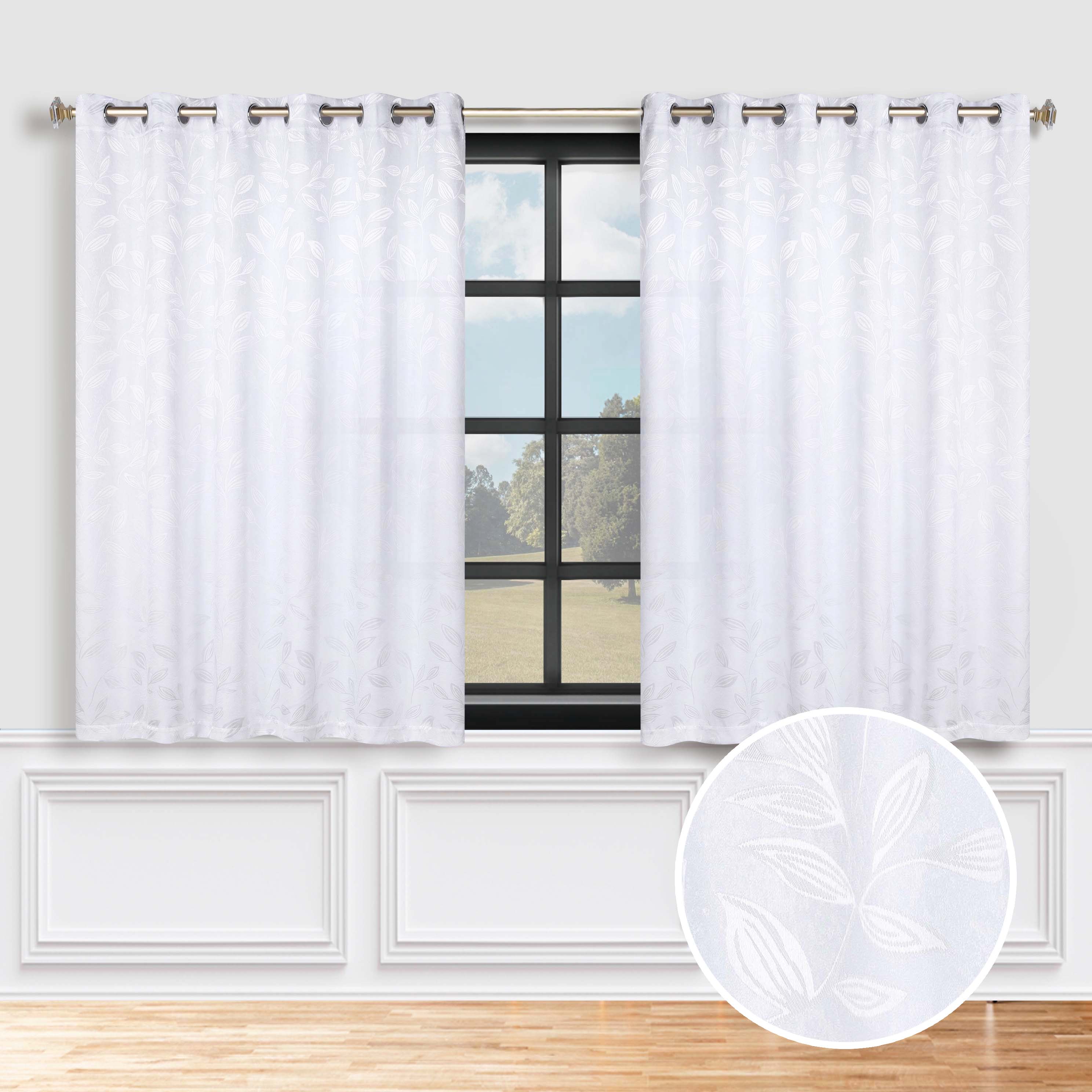 Leaves Grommet Blackout Curtains Set of 2 - Thermal Insulated Room Darkening Drapes for Bedroom & Living Room - Noise Reducing Window Treatment for Home Decor