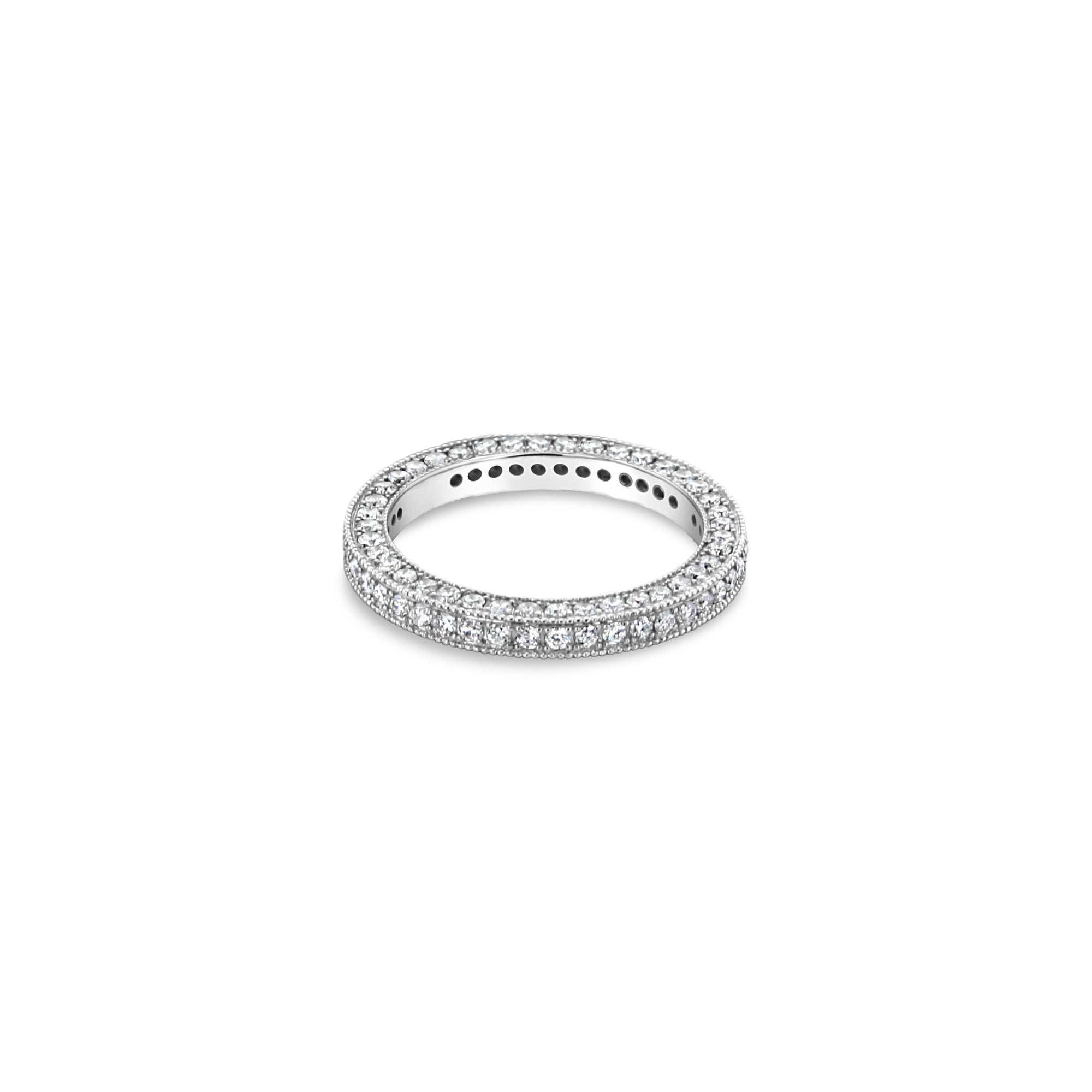 1 Carat Diamond Pave Wedding Band in 18k White Gold - Elegant Bead Set Bridal Ring for Women, Perfect for Engagement, Anniversary & Special Occasions