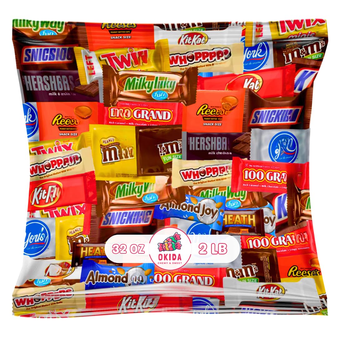 Premium Assorted Chocolate Variety Pack - 2 LB Individually Wrapped Gourmet Chocolates for Parties, Gifts & Holiday Celebrations | Perfect for Office Treats, Birthday Favors & Christmas Dessert Platters