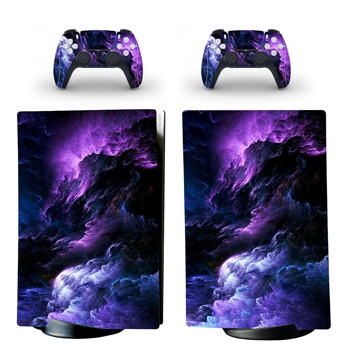 DolDer PS5 Skin Sticker - Protective Film for Sony PS5 Console & 2 DualShock Controllers - Digital Edition 0684 - Perfect for Gaming Setup & Console Protection