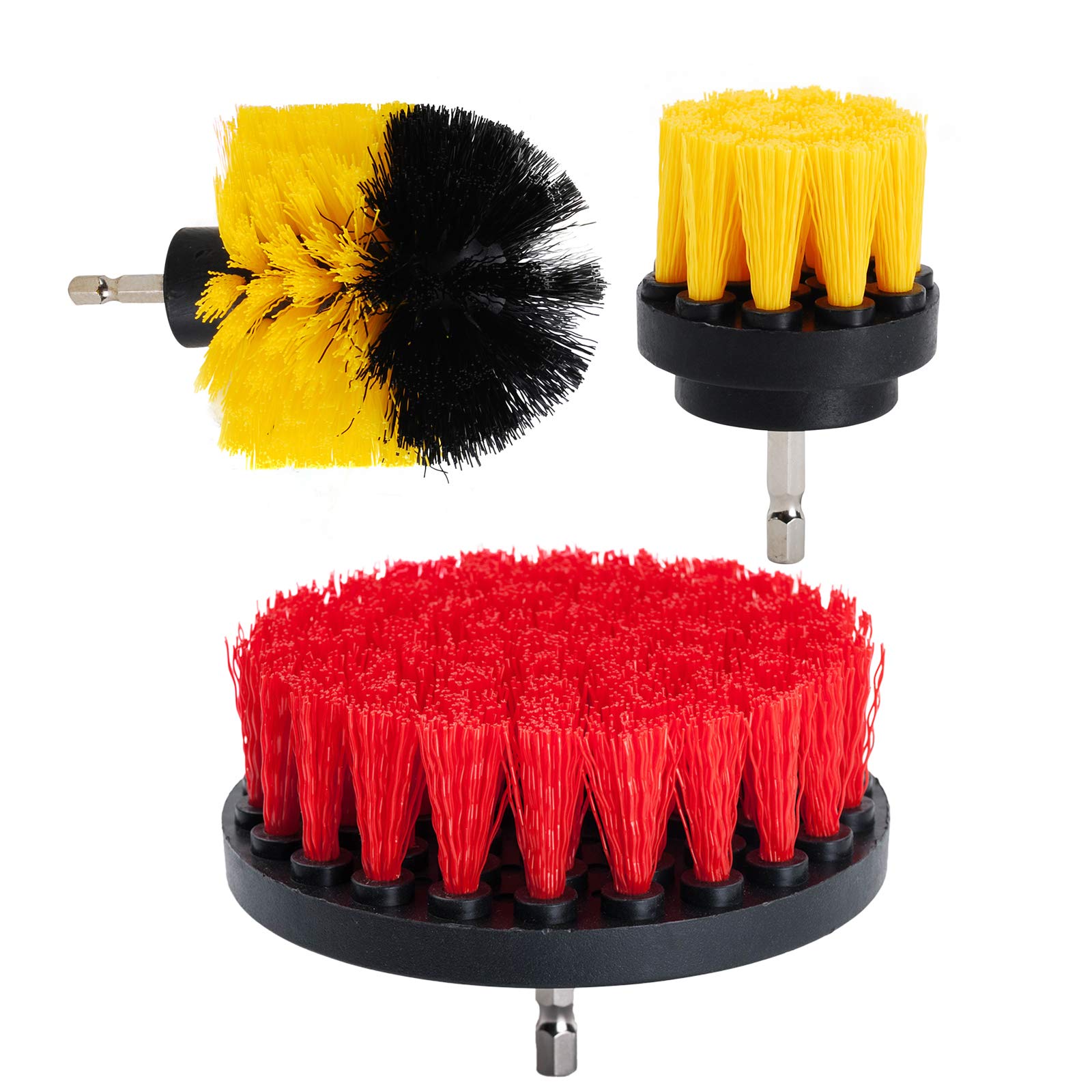HIFROM 2in 3in 5in Drill Brush Set - Soft Medium Power Scrubber Attachment for Deep Cleaning | Bathroom Tile, Shower Grout, Kitchen, Pool, Glass, Carpet & Upholstery | Multi-Surface Cleaning Tool for Home & Car Detailing