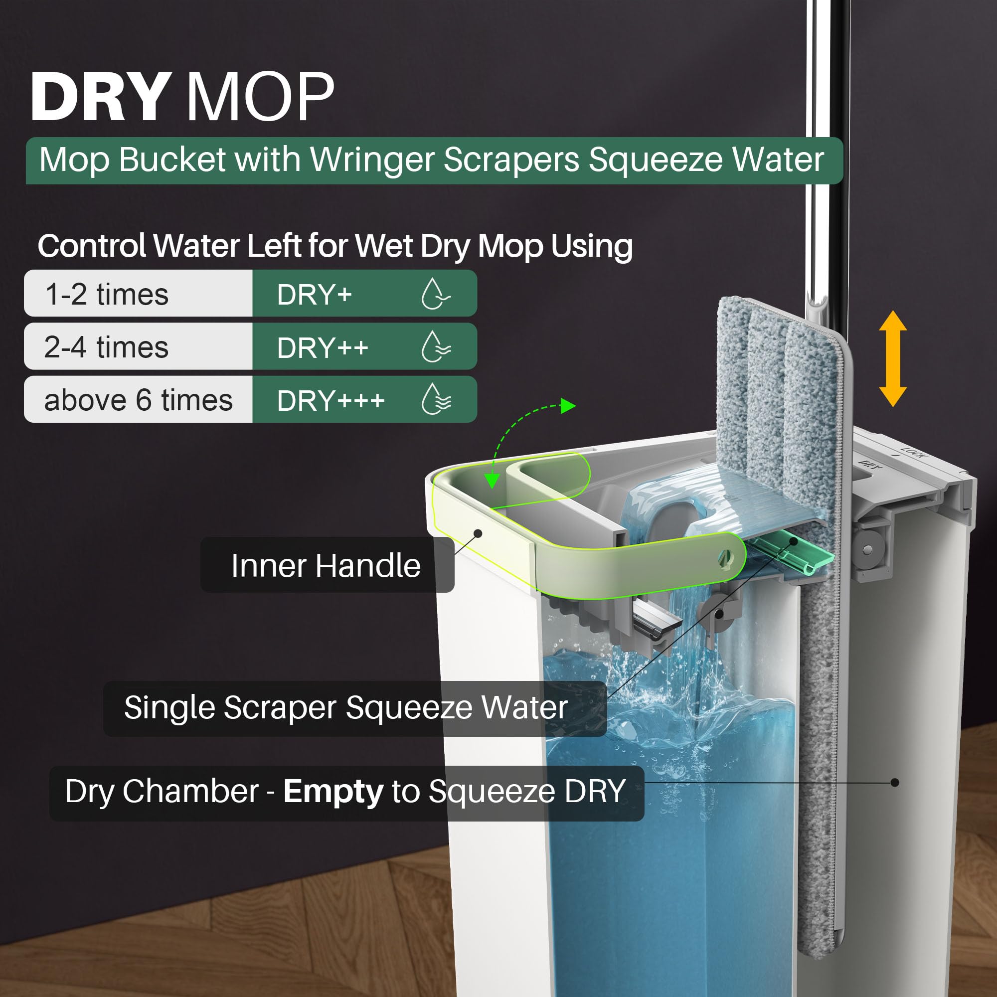 JOYMOOP Mop and Bucket Set with Wringer - 18pcs Microfiber Cleaning Cloths for Floors & Kitchen | Heavy-Duty Household Cleaning Tools for Tile, Hardwood & Laminate Floors