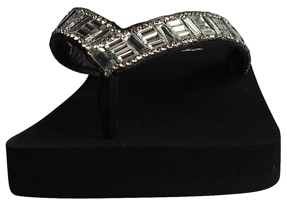 Yellow Box Women's Pleasant Flip Flop Thong Sandal - Clear Black Comfortable Beach Pool Slides 39009-10B(M) US for Summer Vacation & Casual Wear