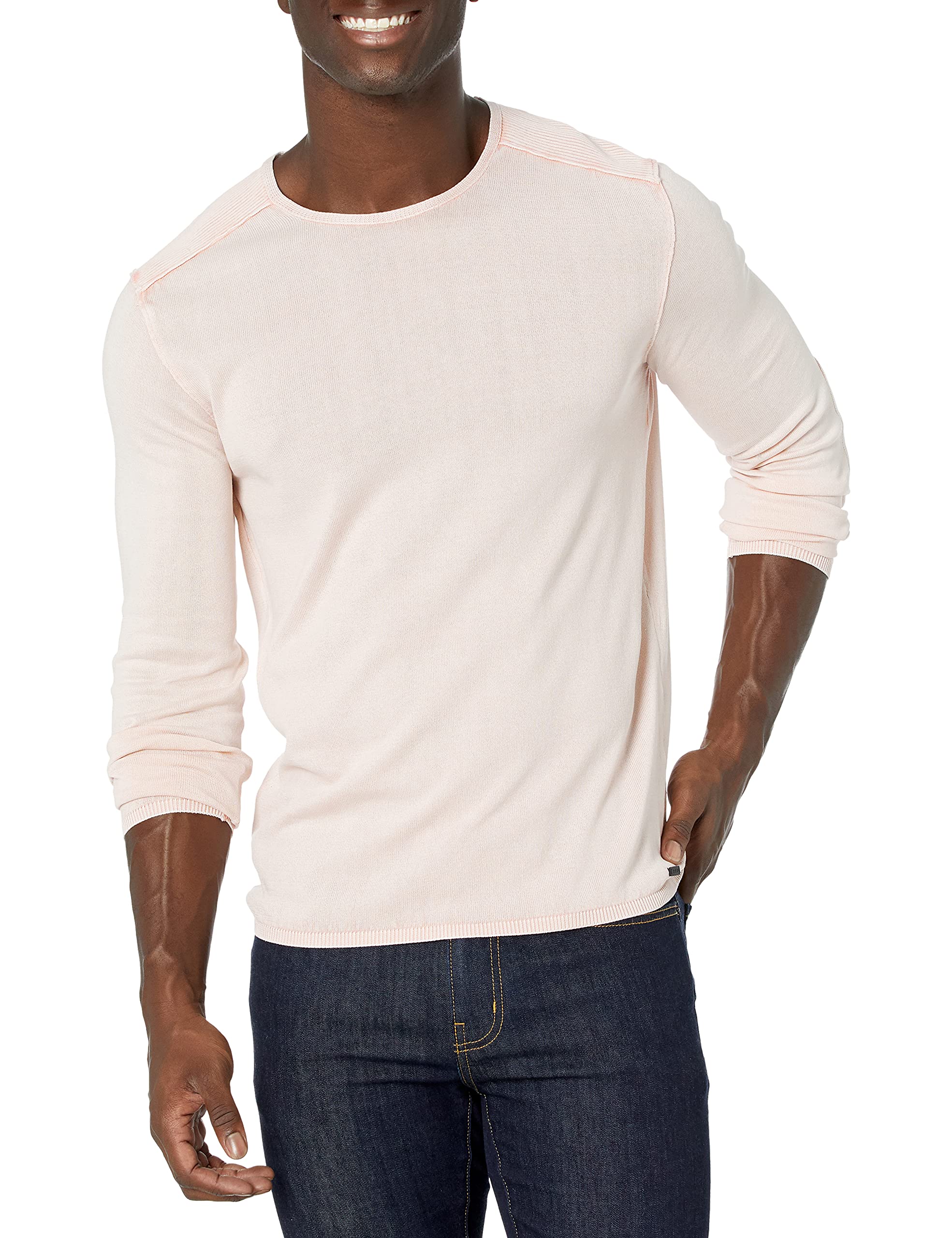 John Varvatos Star USA Men's Walter Long Sleeve Crew Neck Acid Wash T-Shirt | Casual & Streetwear Style for Everyday Wear