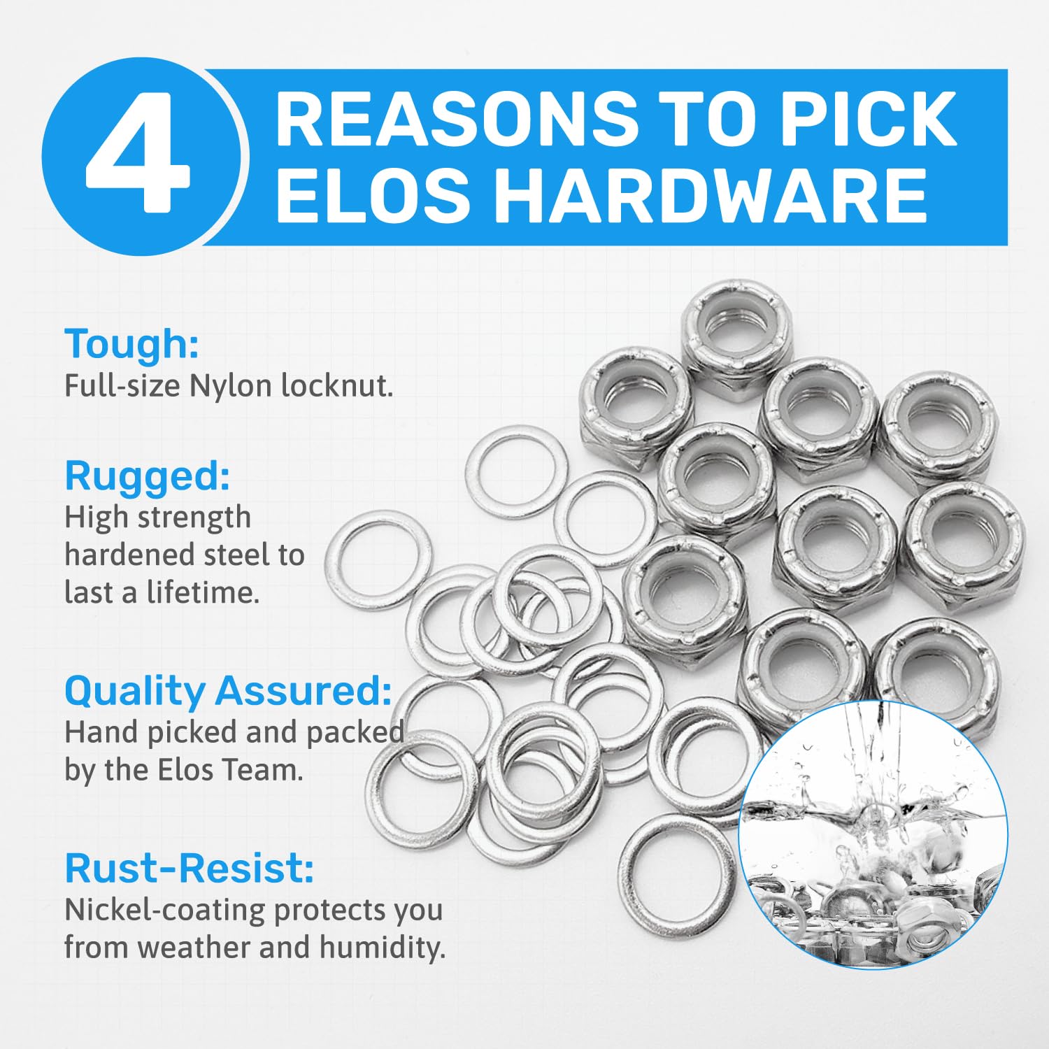 ELOS Skateboard Hardware Kit - Complete Skateboard Truck Mounting Set with Bearings, Bushings, Kingpin, Pivot Cups, Nuts & Bolts | Durable Skateboard Accessories & Replacement Parts for Smooth Riding & Tricks