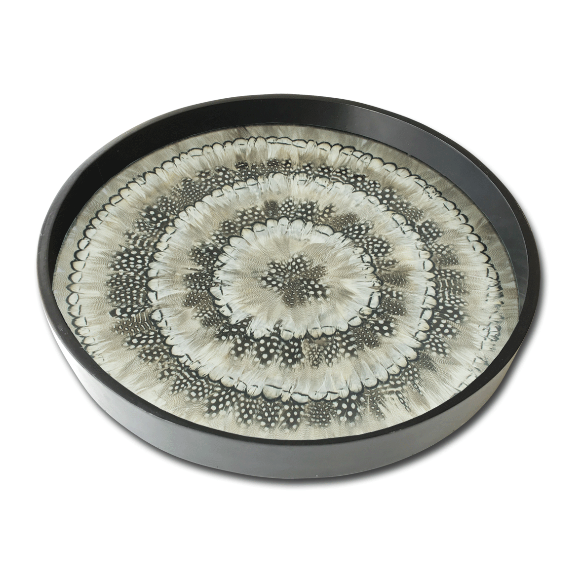 Elegant White Feather Tray for Home Decor | Decorative Feather Serving Tray | Perfect for Wedding Centerpieces, Boho Table Decor & Party Serving Dishes