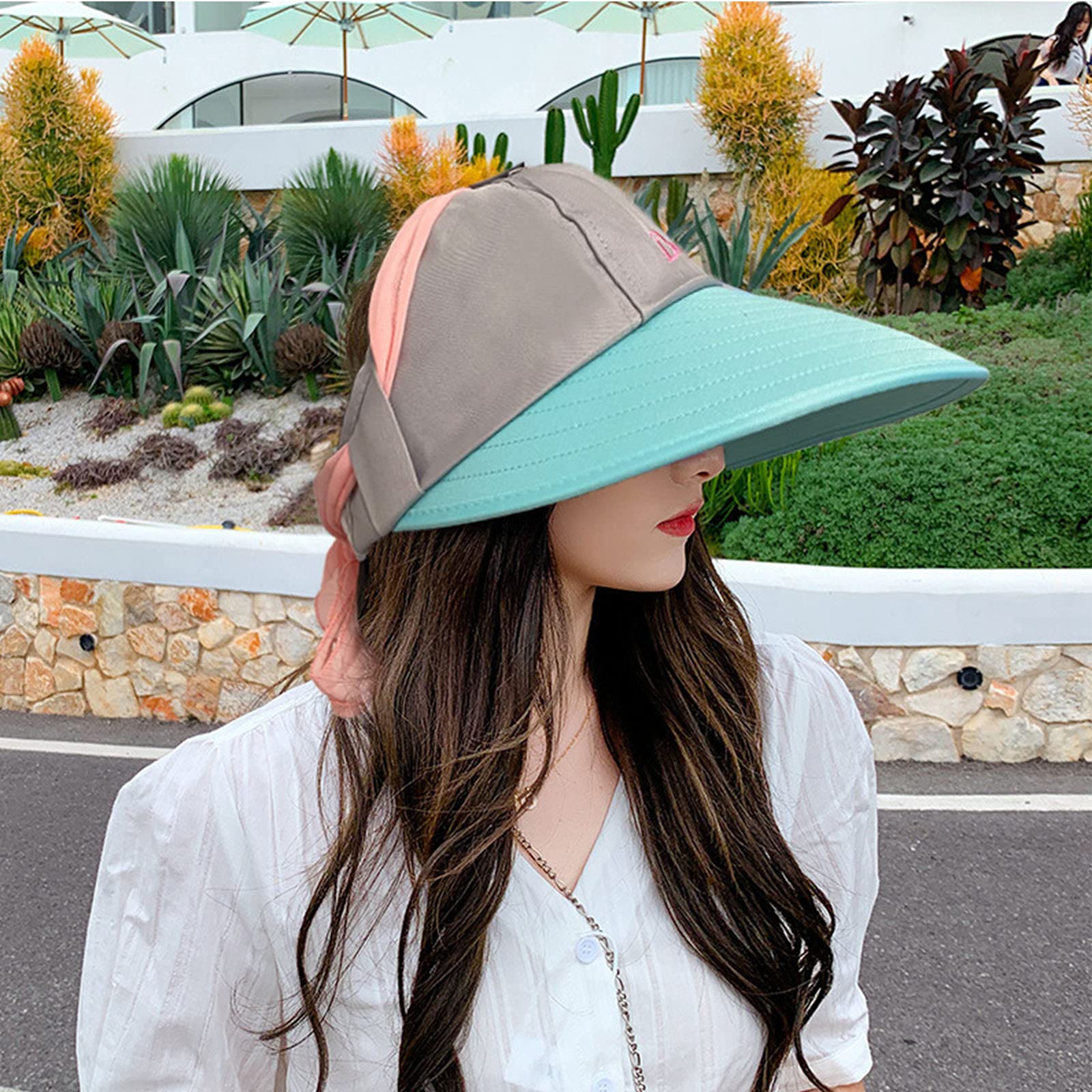 UPF 50+ Women's Sun Hat with Wide Brim - UV Protective Beach Visor & Ponytail Design for Outdoor Activities, Gardening, and Summer Vacations