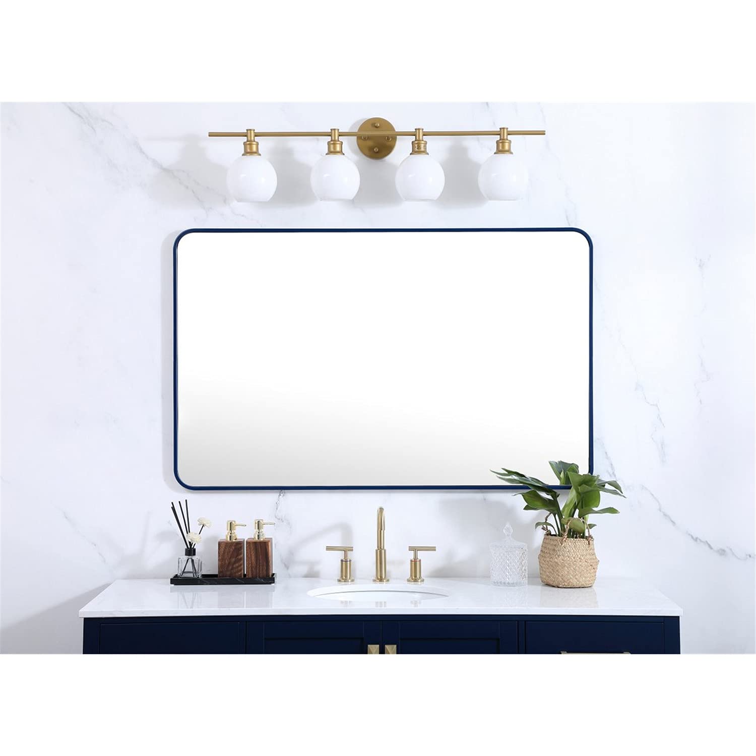 Blue Metal Rectangular Mirror 30x48
