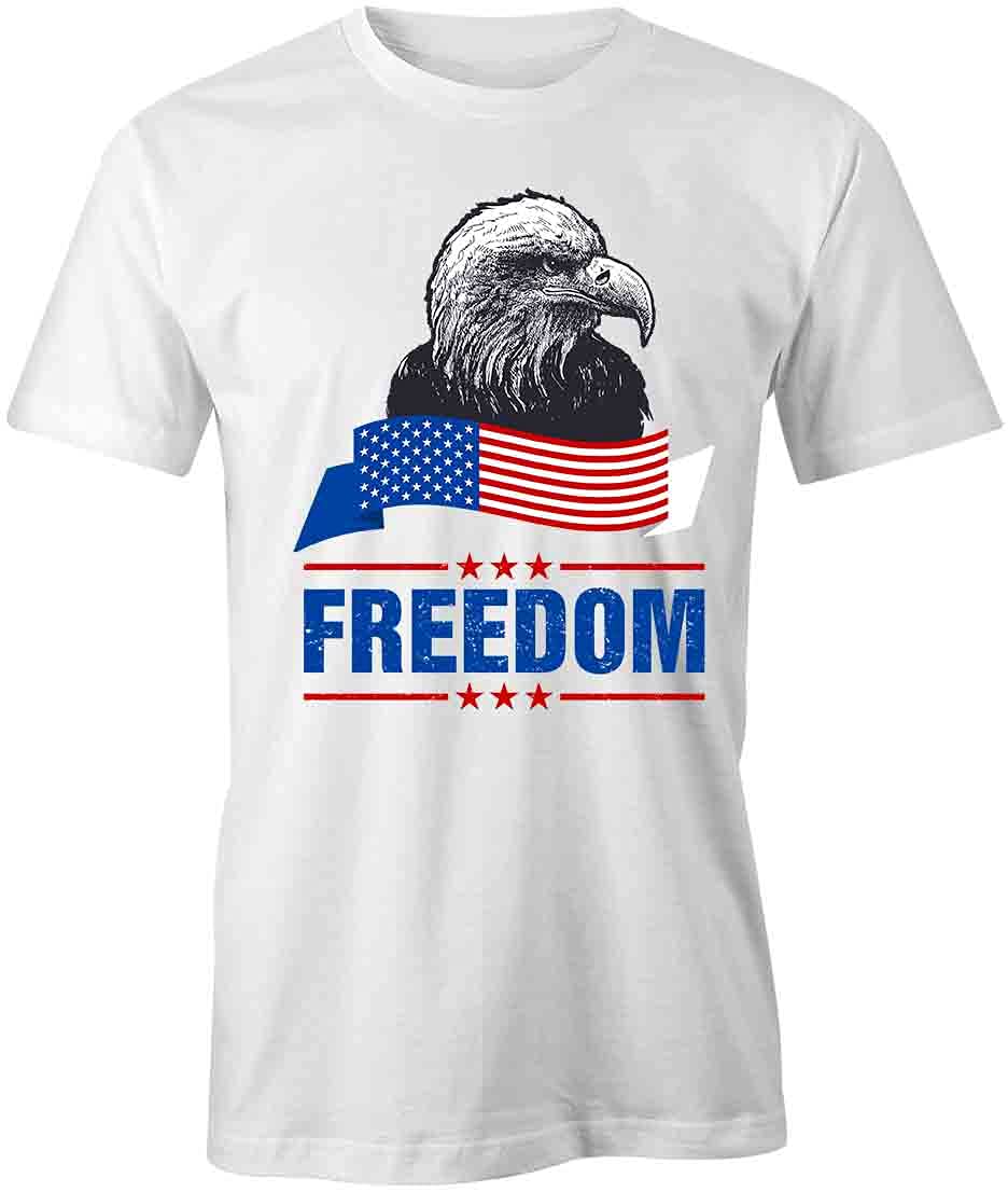 Freedom Eagle Graphic T-Shirt - Patriotic Printed Cotton Tee for Men & Women | White American Flag Shirt for Casual Wear, 4th of July Celebrations & Everyday Outfits