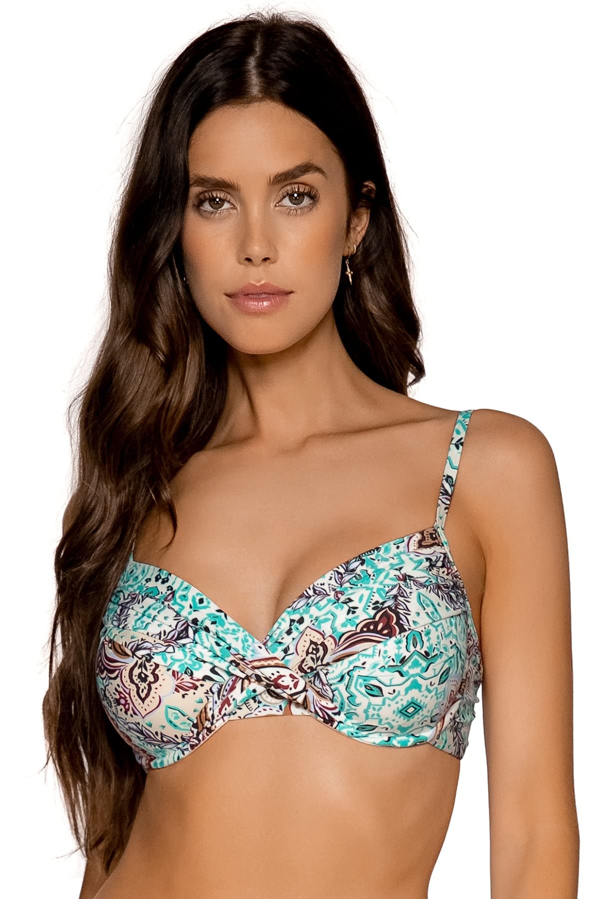 Women's Underwire Bikini Top - Push Up Swimwear for Beach & Pool - Floral Print Sunset Crossroads Design - Perfect for Vacation, Summer Swim & Tropical Getaways