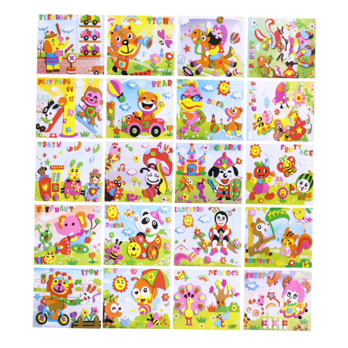 COHEALI 20 Pack DIY Wall Stickers for Kids - Creative Kindergarten Art Projects, Coloring Stickers & Crafting Supplies for Children - Fun Cartoon Sticker Book for Classroom & Home Activities