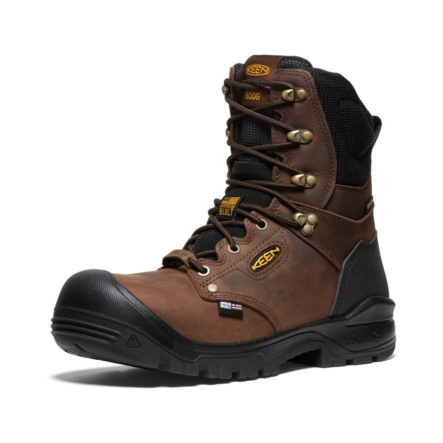 Men's Independence 8 Insulated Waterproof Work Boot with Carbon Toe - Dark Earth/Black | Heavy Duty Winter Boots for Construction, Hiking & Outdoor Work