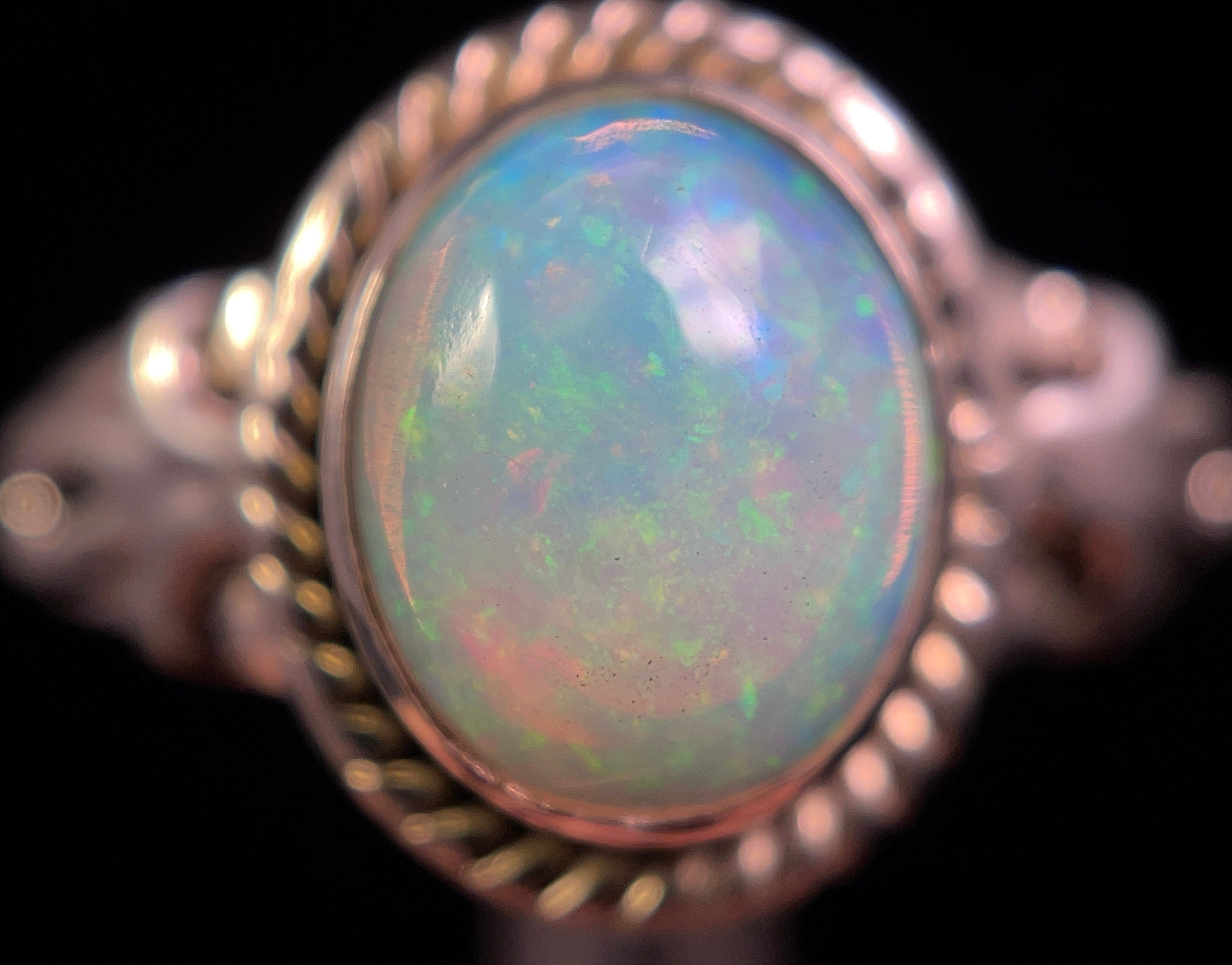 Ethiopian Welo Opal Ring for Women - Sterling Silver Size 8.5, Bridal Jewelry & Wedding Band - Perfect for Engagement, Anniversary & Special Occasions
