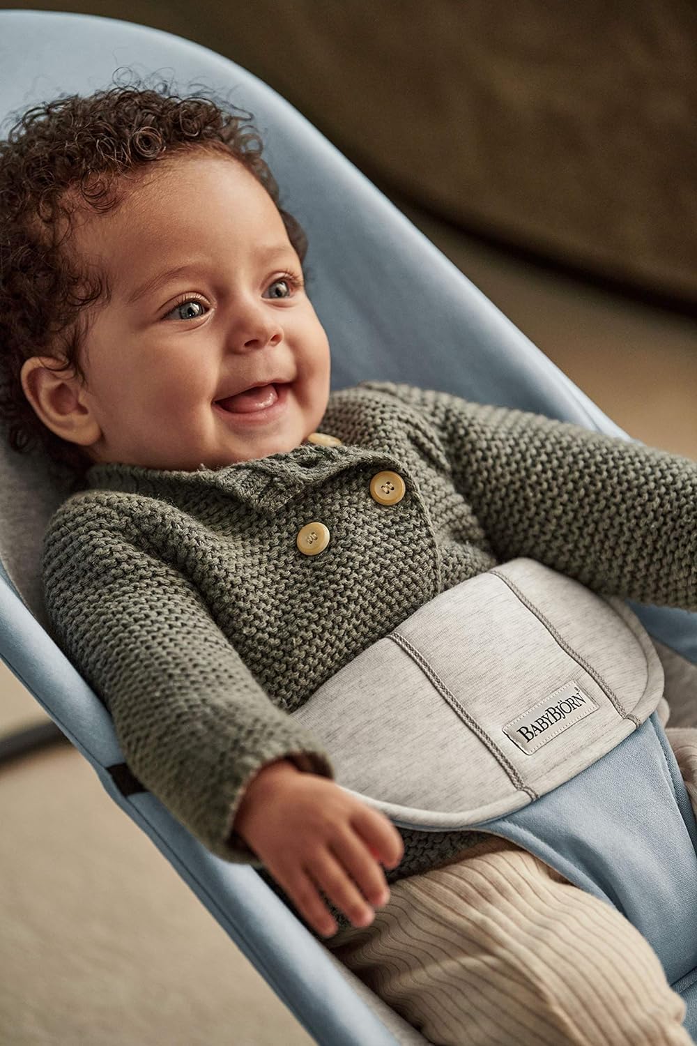 BabyBjörn Bouncer Balance Soft - 2-in-1 Adjustable Baby Bouncer & Toddler Chair (8-29 lbs) | Blue/Gray Woven Jersey Fabric | 4 Recline Positions | Lightweight Portable Infant Seat for Newborns to Toddlers | Perfect for Nursery, Living Room & Travel