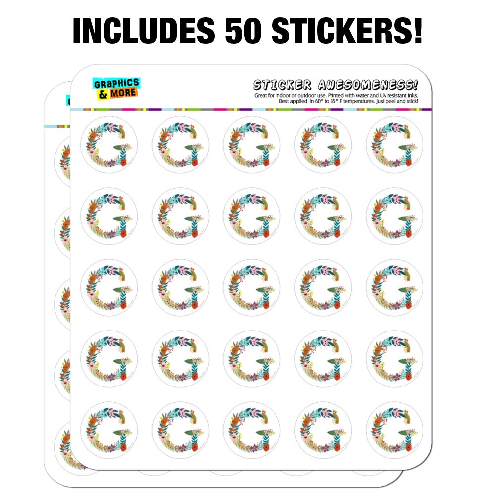 Floral Monogram Letter G Stickers for Planner, Calendar, Scrapbooking & Crafting - Perfect for DIY Projects, Bullet Journals & Gift Decorations