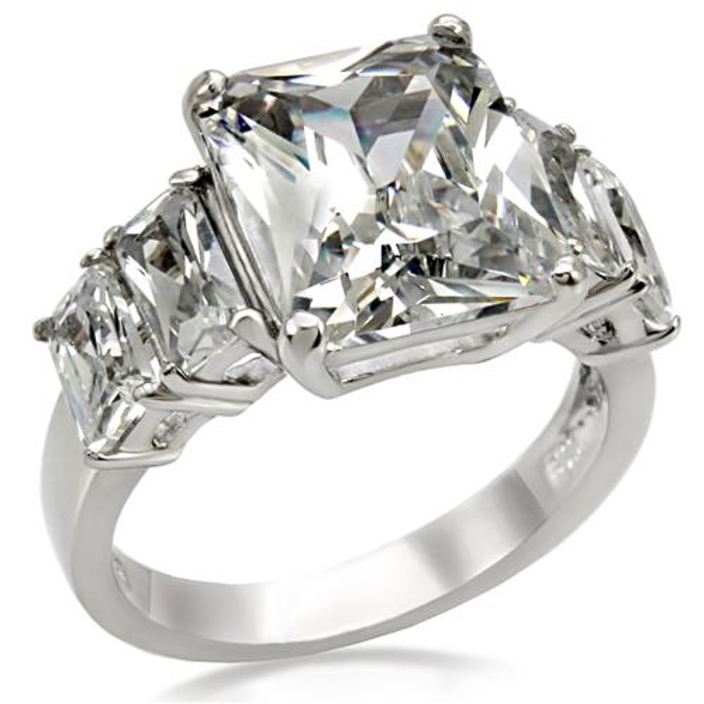 Marimor Jewelry 9.50 Carat Radiant Cut Cubic Zirconia Stainless Steel Engagement Ring for Women - Sizes 5-10 | Wedding, Proposal, Anniversary Gift Idea