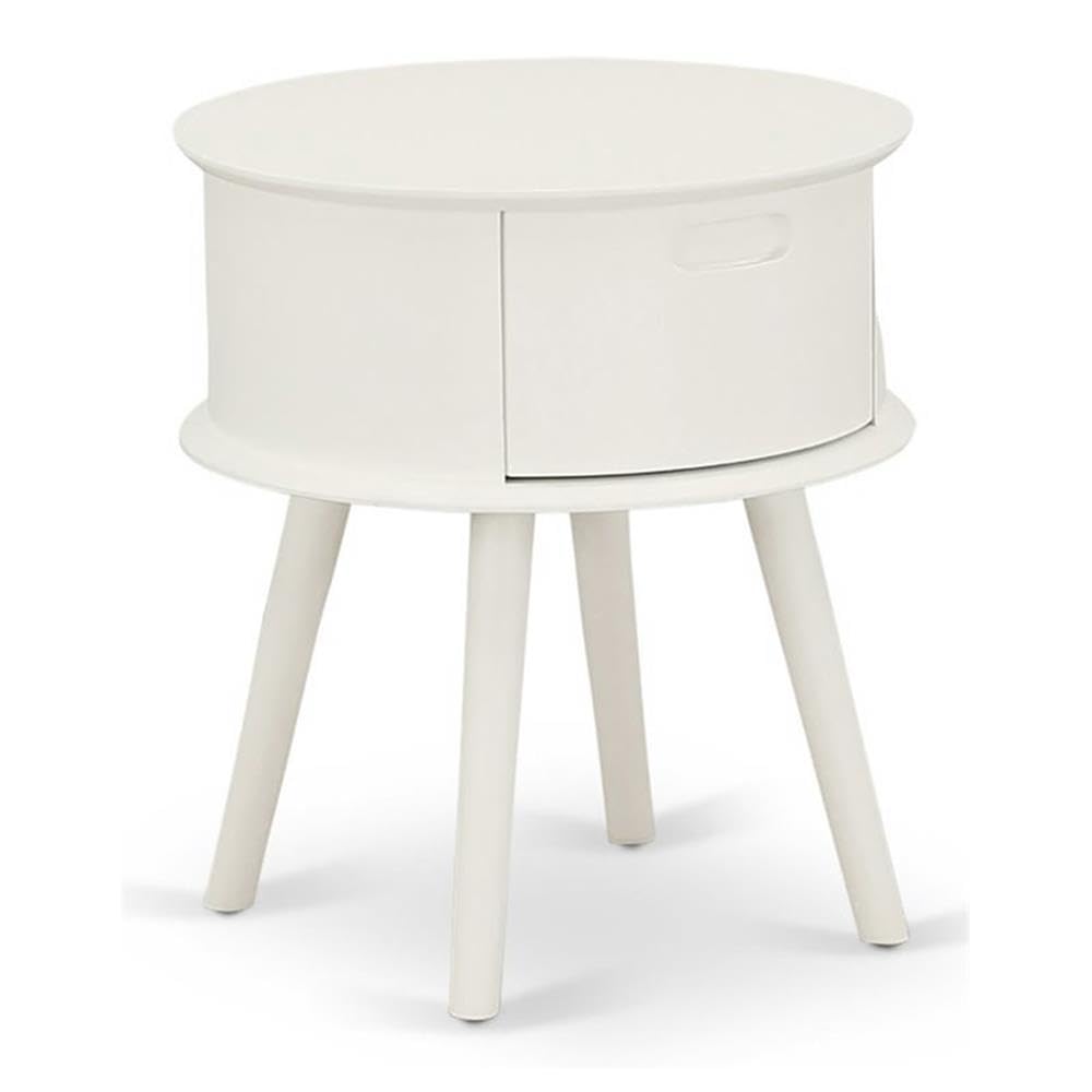 East West Furniture GONE05 White Nightstand with Drawer - Modern Bedroom Side Table for Small Spaces, 1-Pack - Perfect for Bedrooms, Guest Rooms & Apartments