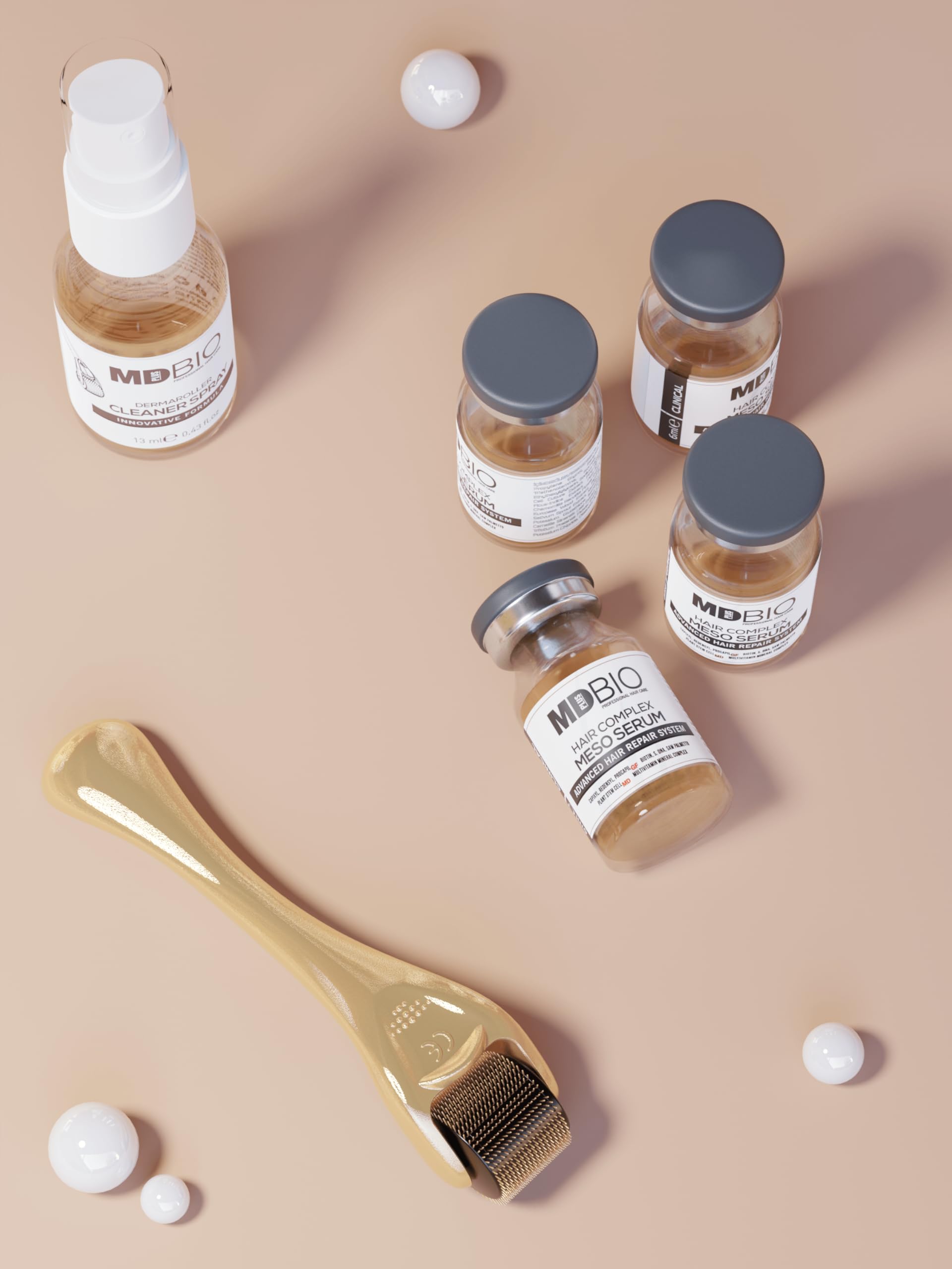 MD PLUS BIO Clinical Hair Regrowth Meso Complex Serum Kit - Hair Growth Treatment for Thicker, Stronger & Longer Hair - 10x6ml Vials - Stimulates Hair Follicles & Reduces Hair Loss - Perfect for Thinning Hair, Bald Spots & Daily Scalp Care
