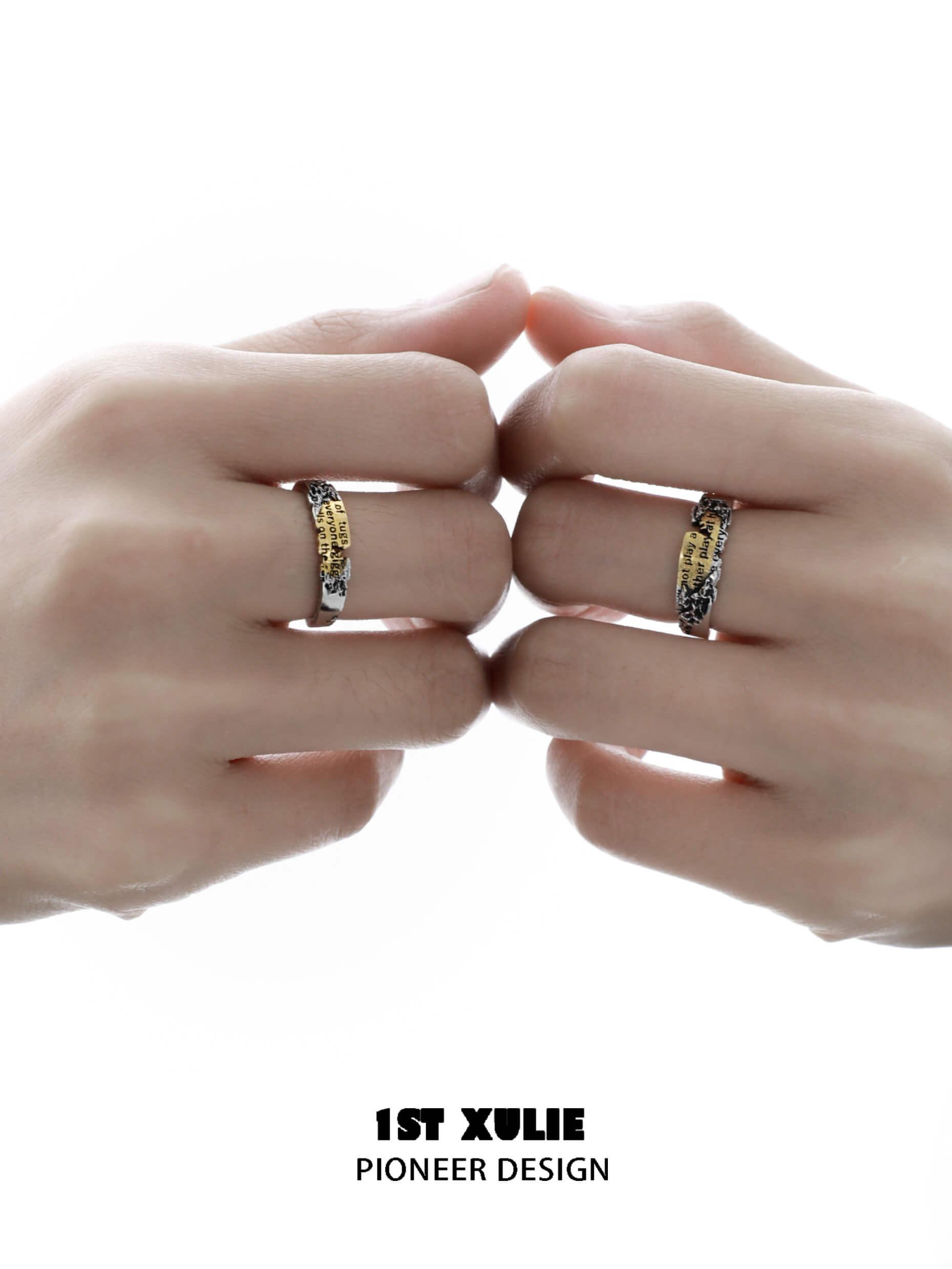 Immortal Lover S925 Sterling Silver Love Letter Rings - Romantic Couple Wedding Bands for Anniversaries, Engagements & Valentine's Gifts