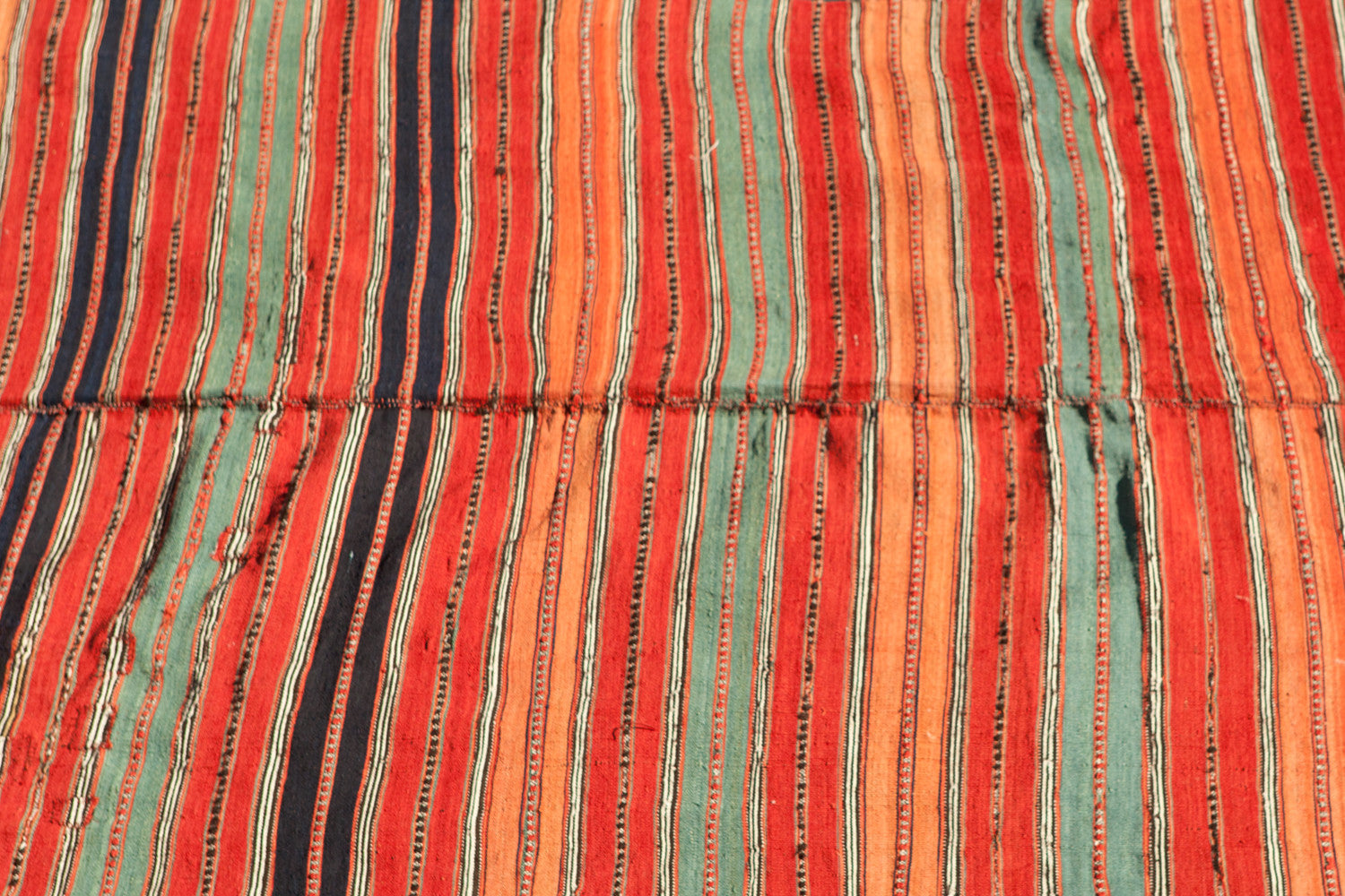 Authentic Persian Long Heriz Kilim Stripe Carpet - Handwoven in Iran (4'10