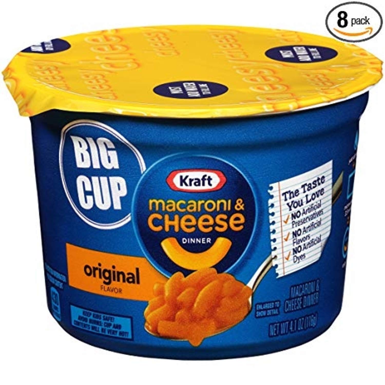 Kraft Original Mac & Cheese Dinner - Big Cup (4.1 oz) | Easy Microwave Macaroni & Cheese | Quick Lunch, Snack & On-the-Go Meals