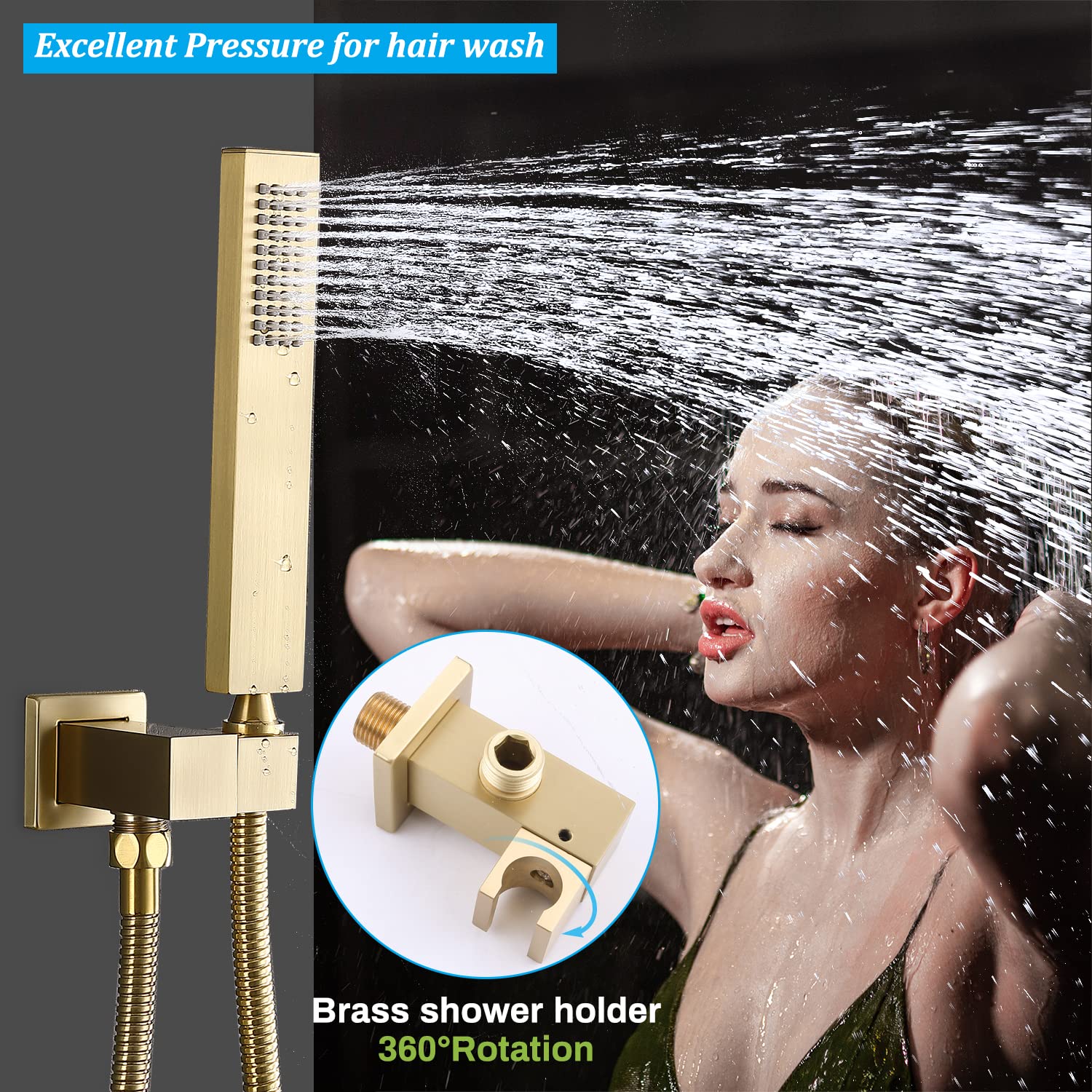 Premium Brushed Gold Rain Shower System with 12