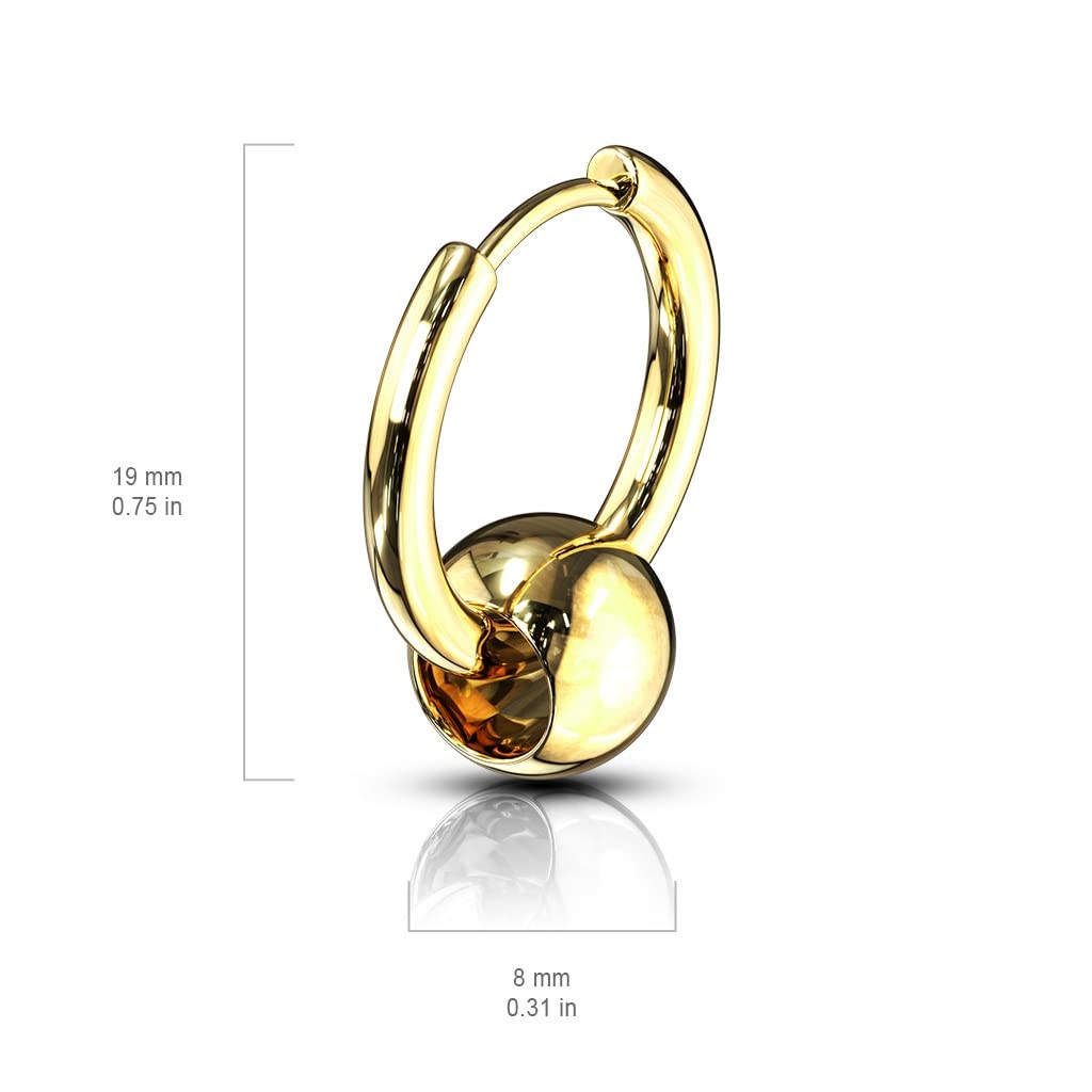 20GA 316L Stainless Steel Faux Captive Bead Hinged Hoop Earrings - Hypoallergenic, Nickel-Free Pair for Sensitive Ears | Perfect for Everyday Wear, Parties & Gifting