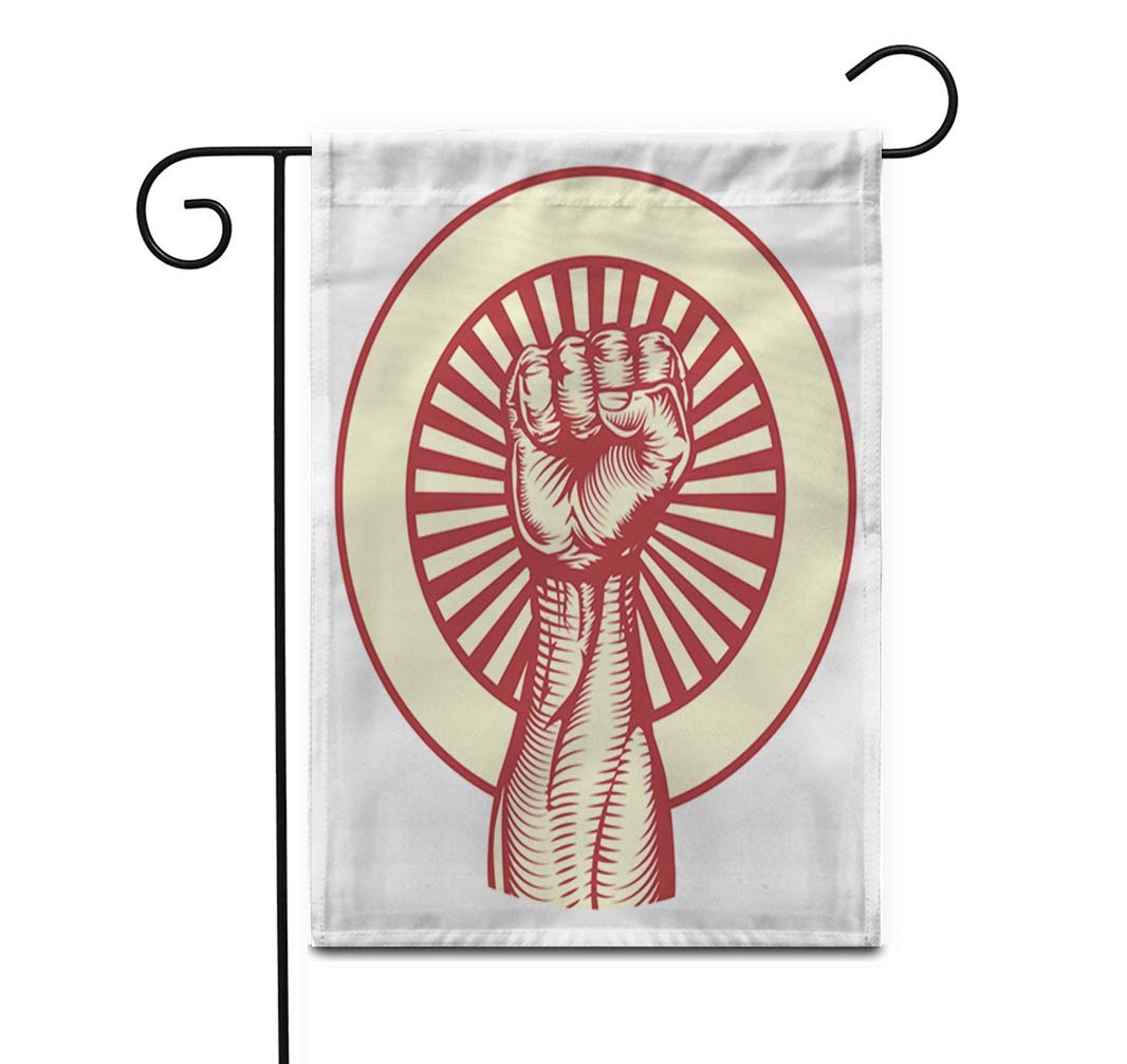 28x40 Inch Soviet Cold War Propaganda Garden Flag - Double Sided Outdoor Yard Banner with Raised Fist Design for Patio, Lawn & Home Decor - Perfect for Historical Displays & Patriotic Events