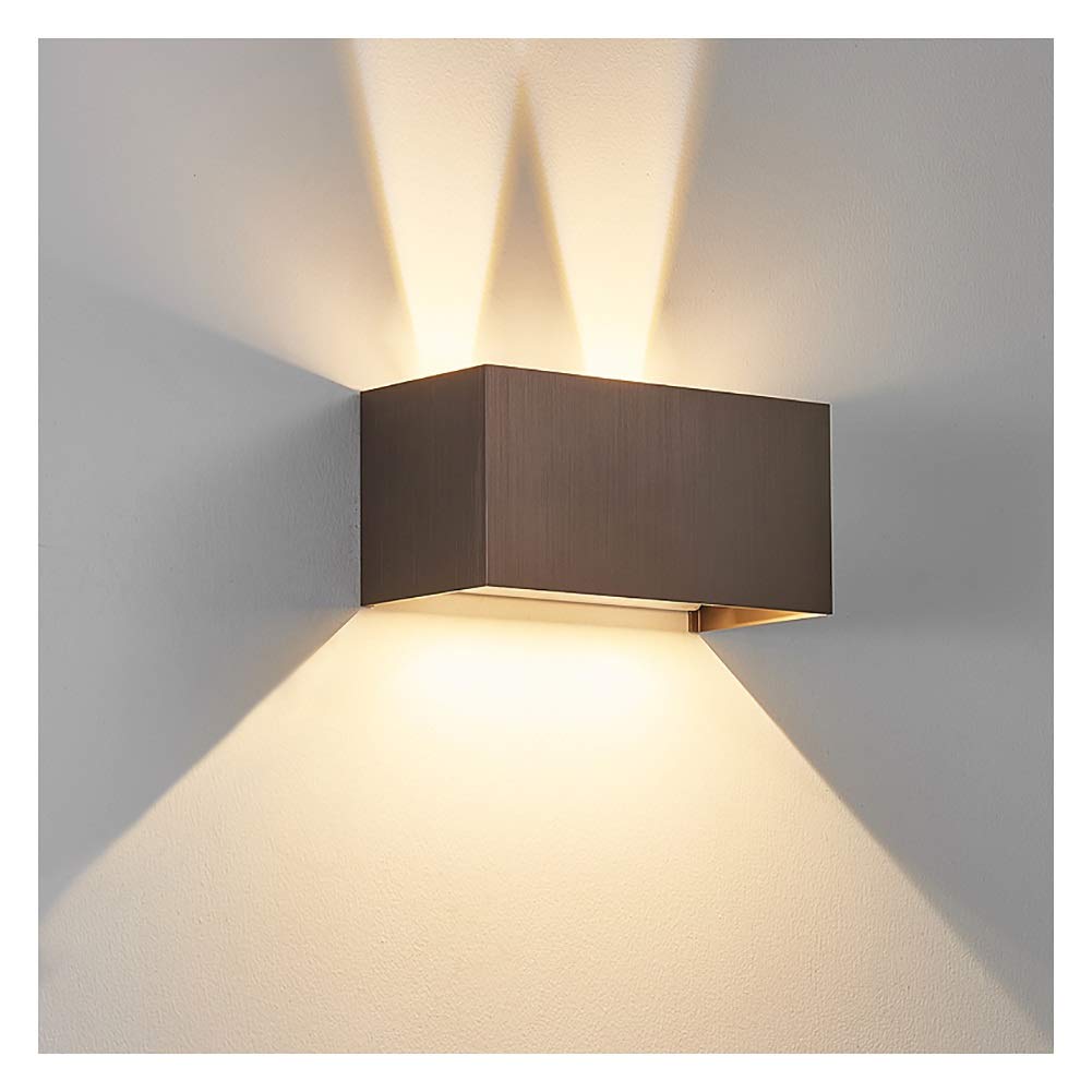 Modern Wall Sconces - Bedroom Wall Lights, Bedside Lamps & Corridor Lighting - Aluminum Square Wall Lamp for Bedroom, Loft, Porch (Brown) - Perfect for Ambient Lighting & Home Decor