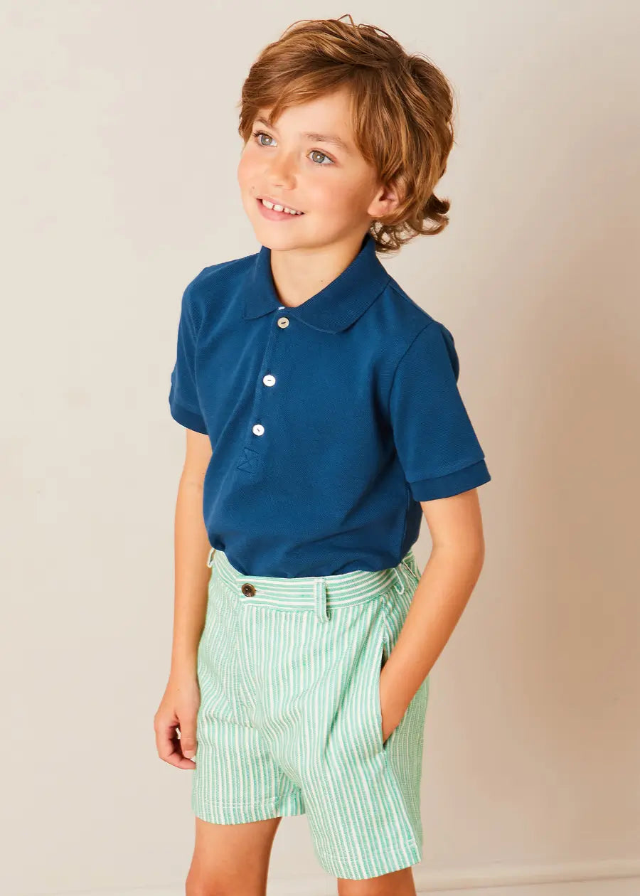 Cheyne Striped Pocket Detail Shorts for Boys & Girls (4-10 Years) - Green | Comfortable & Stylish Kids' Shorts for Summer Play, School & Outdoor Activities