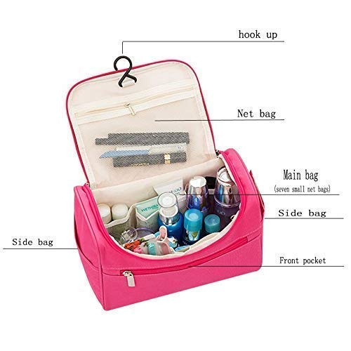 Waterproof Hanging Travel Toiletry Bag for Men & Women - Portable Shower Organizer with Hook for Bathroom Essentials, Cosmetics & Toiletries (Pink) | Perfect for Camping, Gym, Business Trips & Vacation Packing