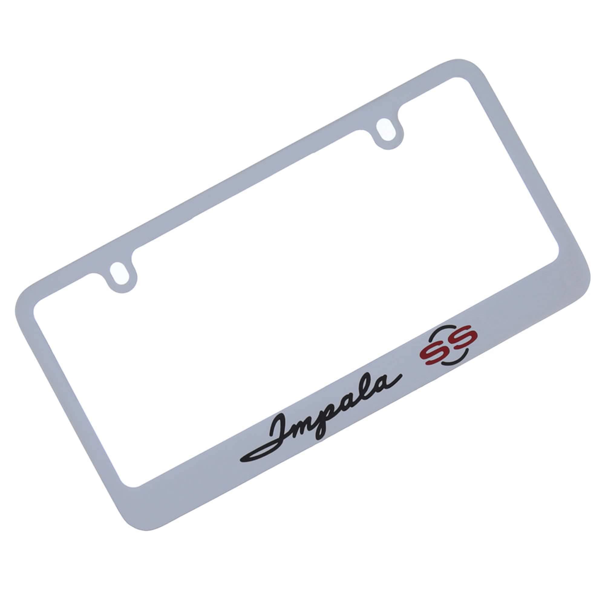 Custom Engraved Chrome License Plate Frame for Chevrolet Impala SS - Personalized Car Accessory for Show & Street Use
