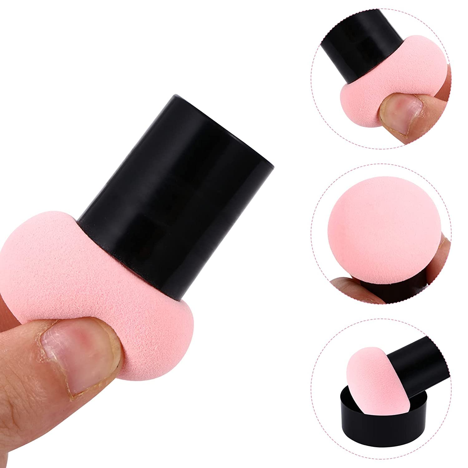 MAPPERZ 1-Pack Powder Puff Cosmetic Sponge - Mushroom Shape Makeup Blender Sponge with Handle for Foundation & Powder Application (Multi Color) - Perfect for Professional Makeup Artists & Home Beauty Routines