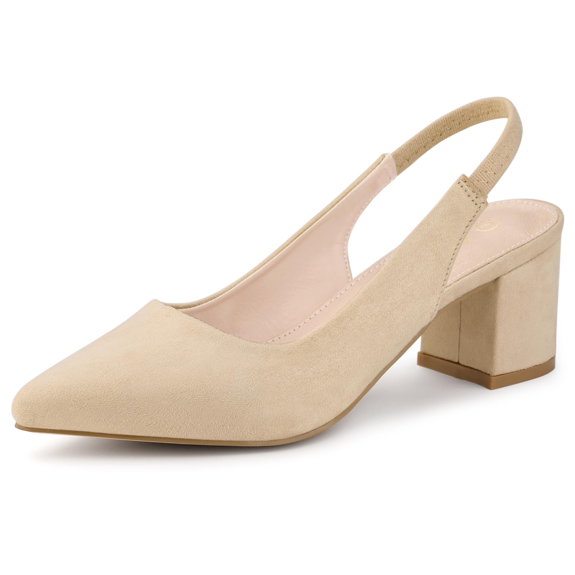 Allegra K Women's Pointed Toe Block Heel Pumps Slingback Heels - Comfortable Dress Shoes for Work, Party & Wedding | Professional Office & Evening Occasion Footwear