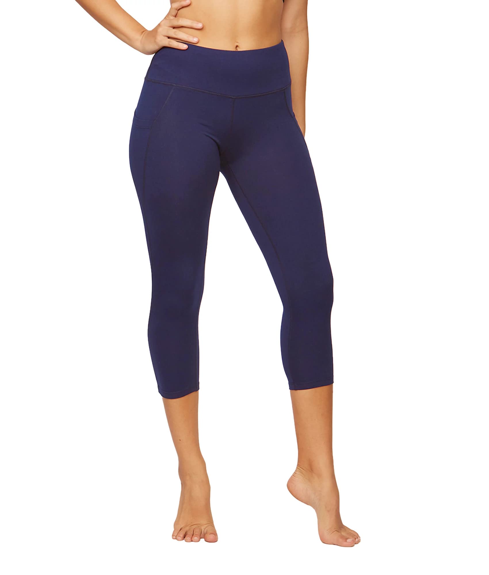 COLOSSEUM Active Women's Nadia High Rise Spandex Blend Capri Leggings with Pockets - Perfect for Yoga, Running & Gym Workouts